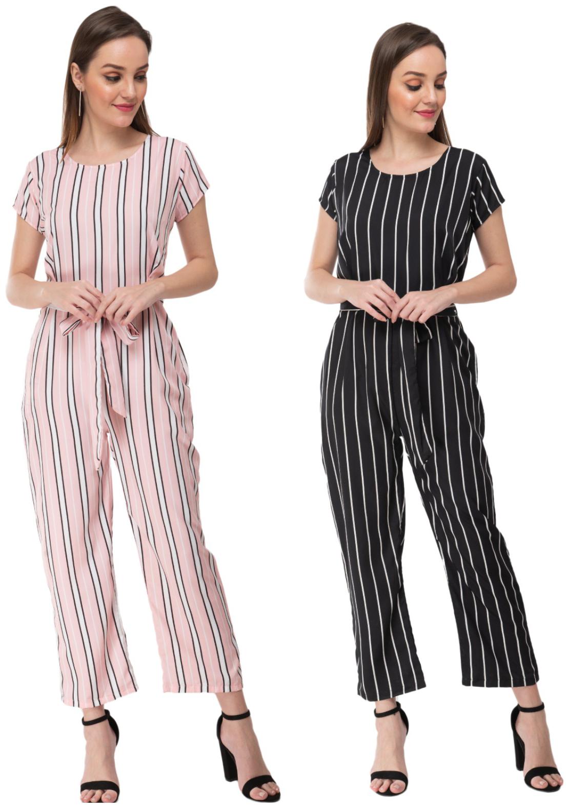 

Milky Way Striped Jumpsuit - Pink Black