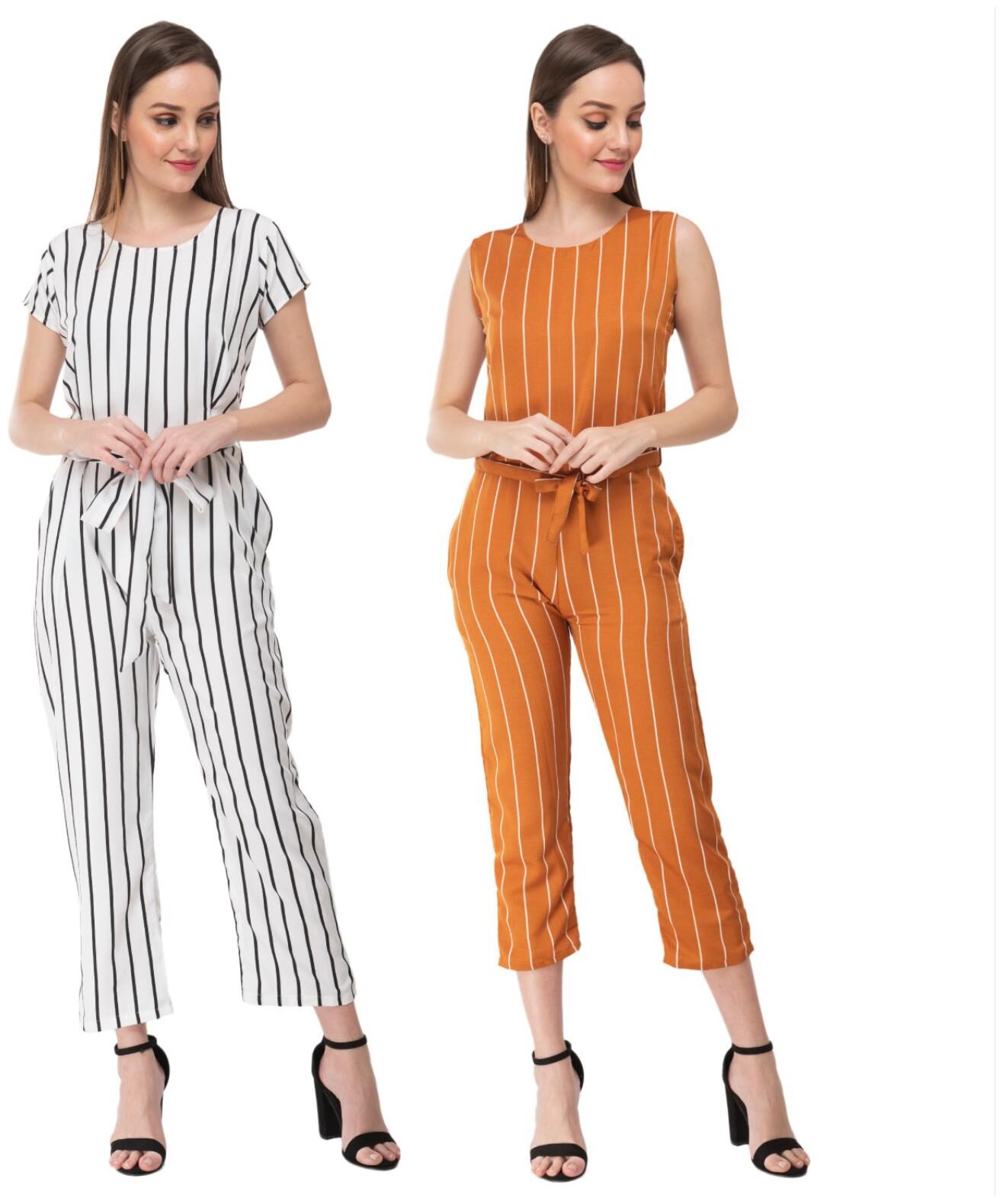 

Milky Way Striped Jumpsuit - White Yellow