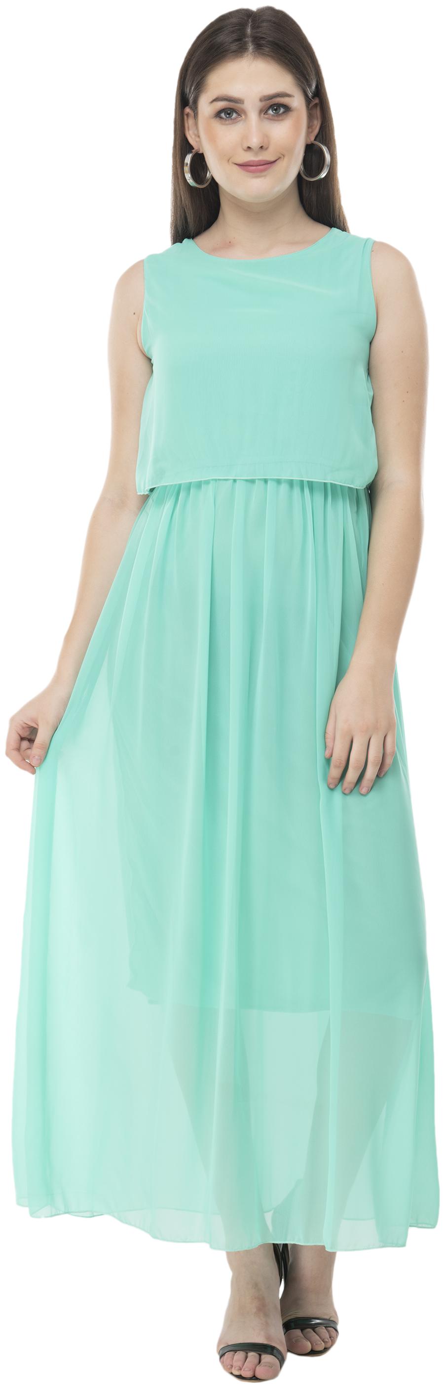 

Milky Way Blue Solid Peplum dress