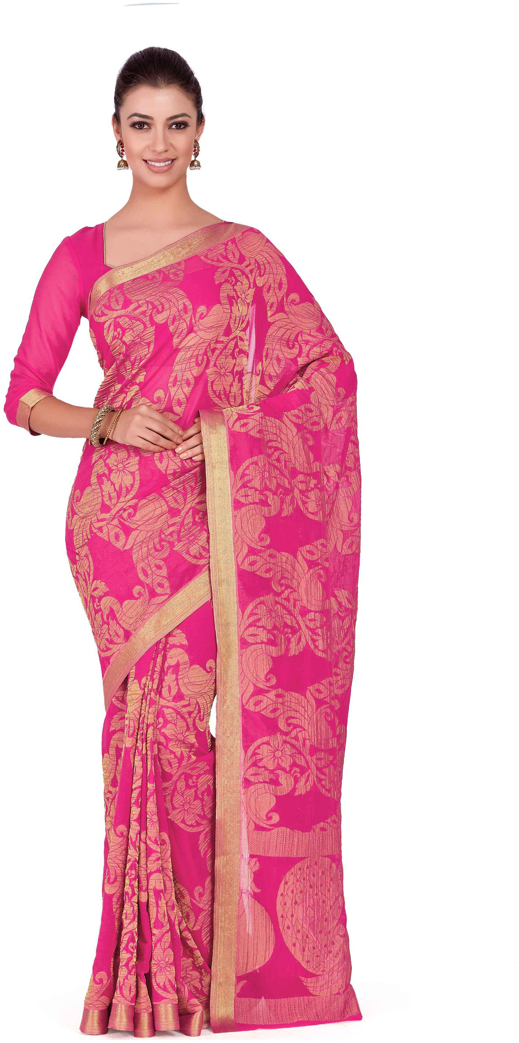 

Mimosa Art Chiffon silk Wedding saree Kanjivarm Pattu style With Running Color Pink (4262-2264-SD-STRW)