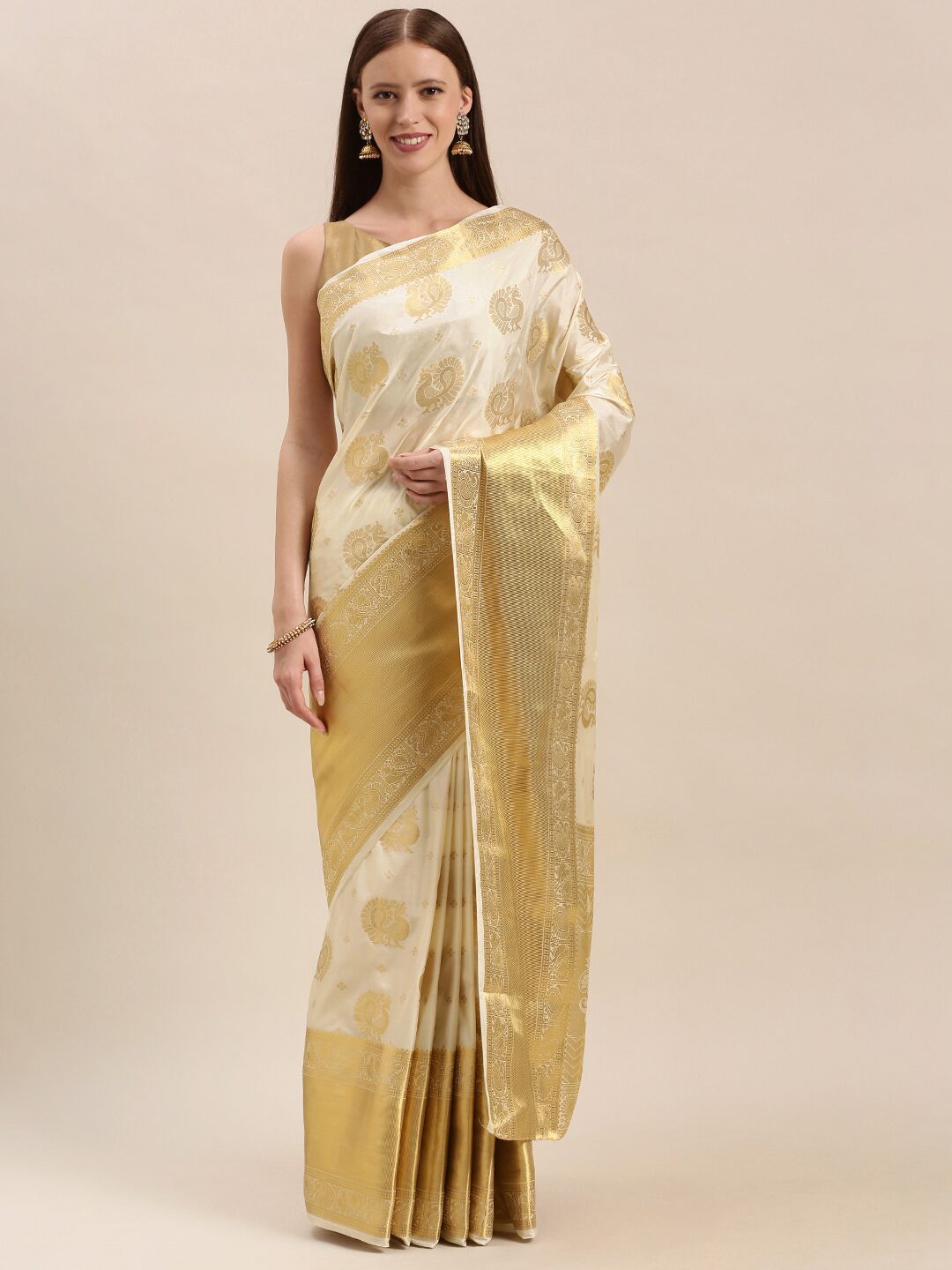 

Mimosa Artificial Silk Woven Cream Regular Saree For Women