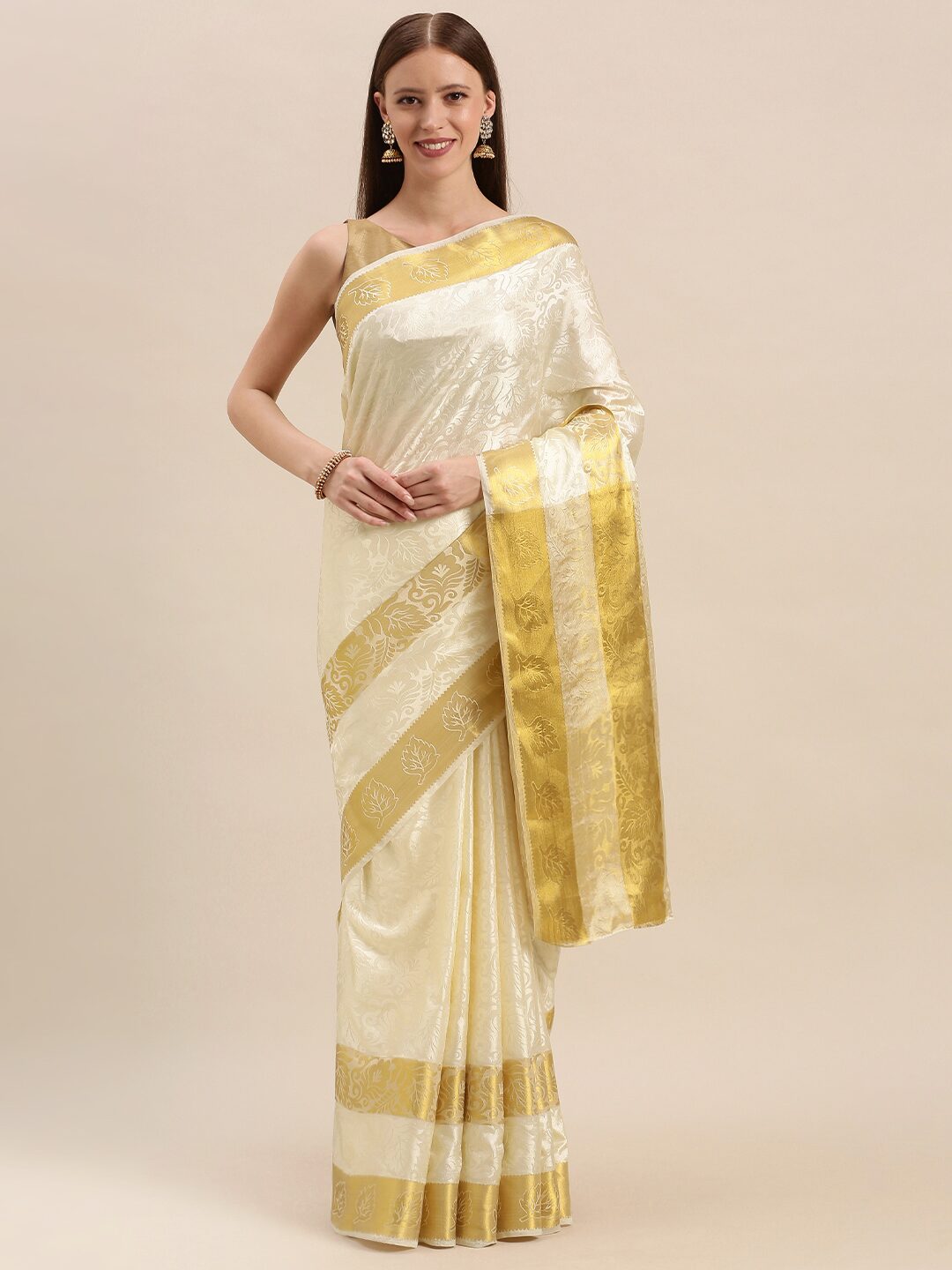 

Mimosa Artificial Silk Woven Cream Regular Saree For Women
