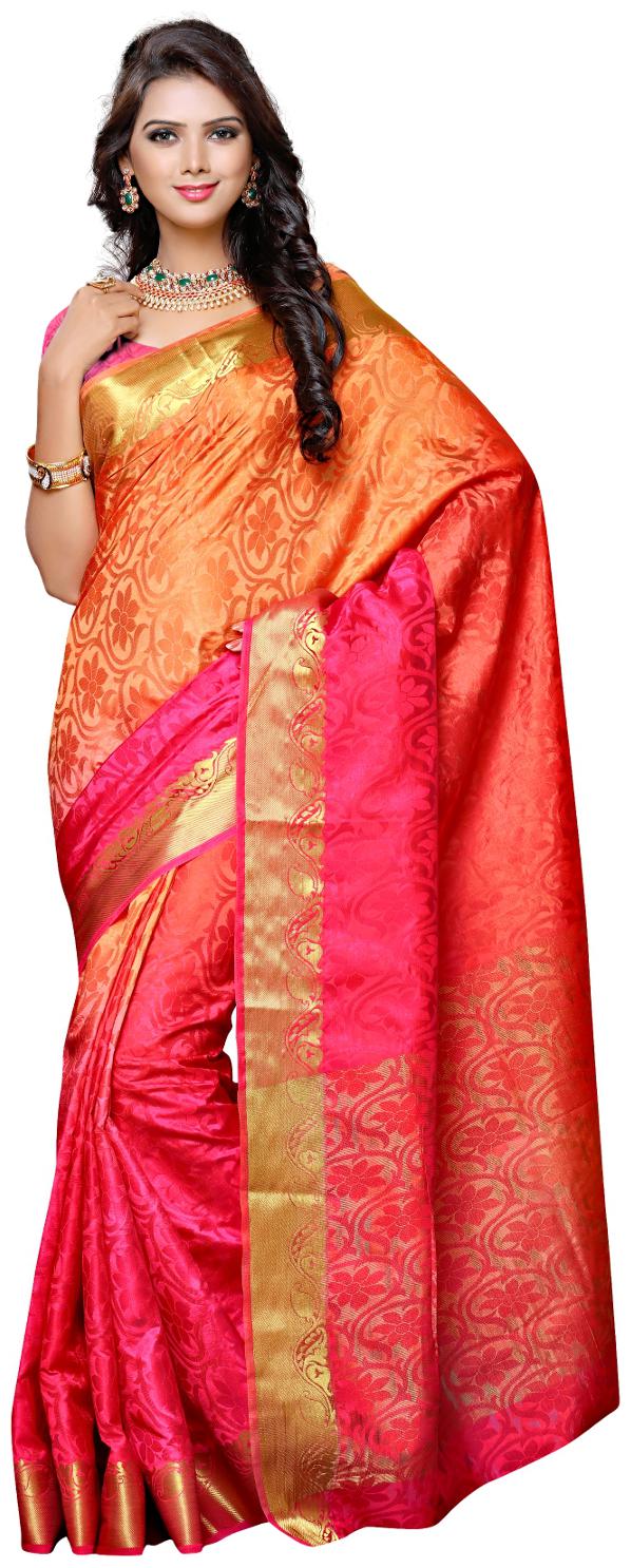 

Mimosa By Kupinda Women s Tusser Silk Saree Kanjivaram Style Color Multi Color (3430-2037-3D-RNI-STB-PCH)