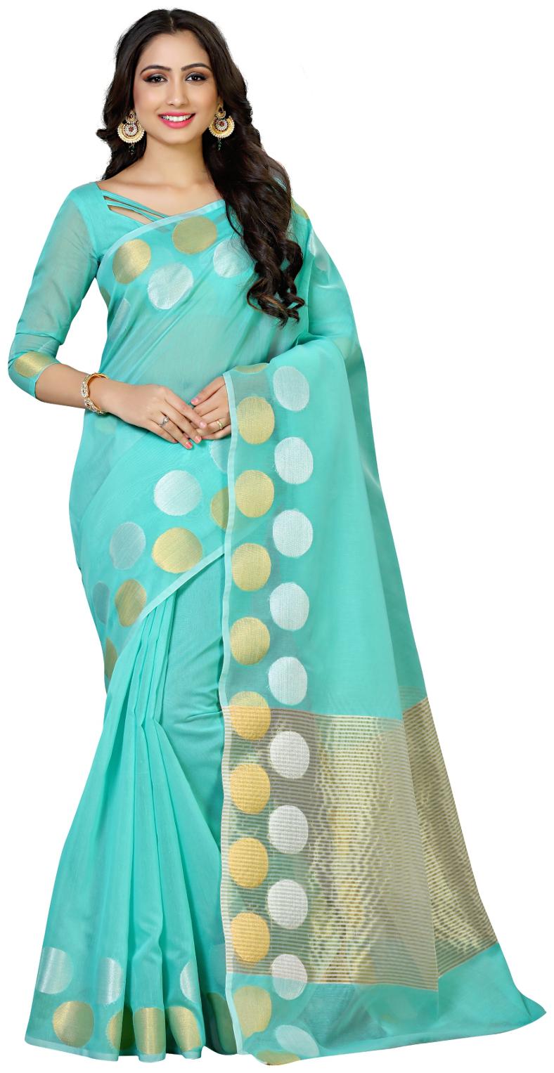 

Mimosa By Kupinda Cotton Saree Kanjivaram Style Color Turquoise (4063-AB-7099-RMA)