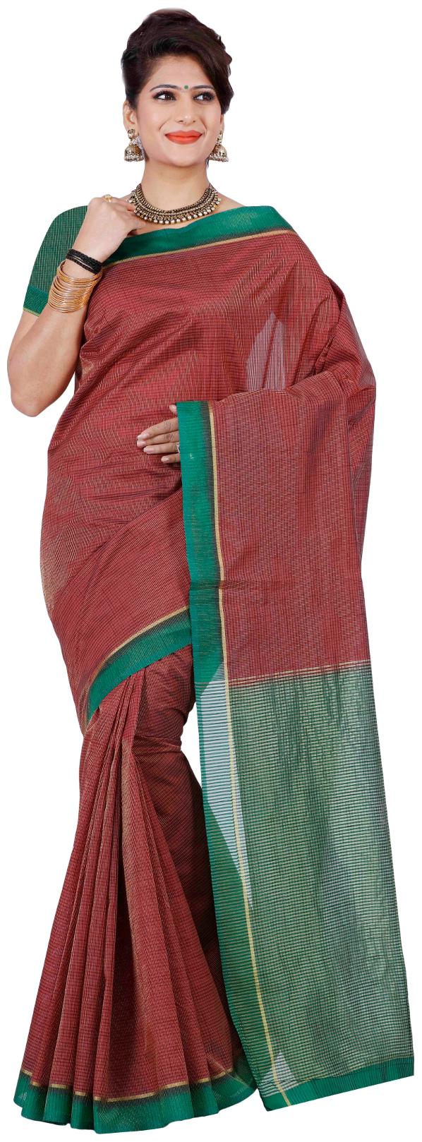 

Mimosa Brown Solid Kanchipuram Silk Regular Saree With Blouse With blouse