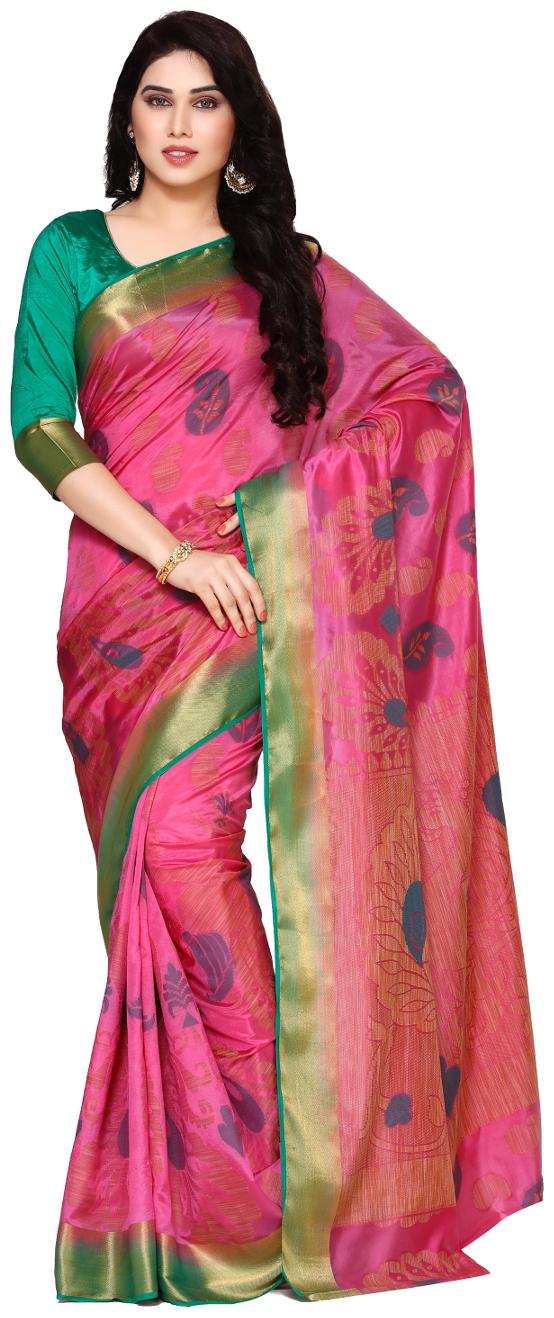 

Mimosa Pink Solid Universal Designer Saree With Blouse With blouse