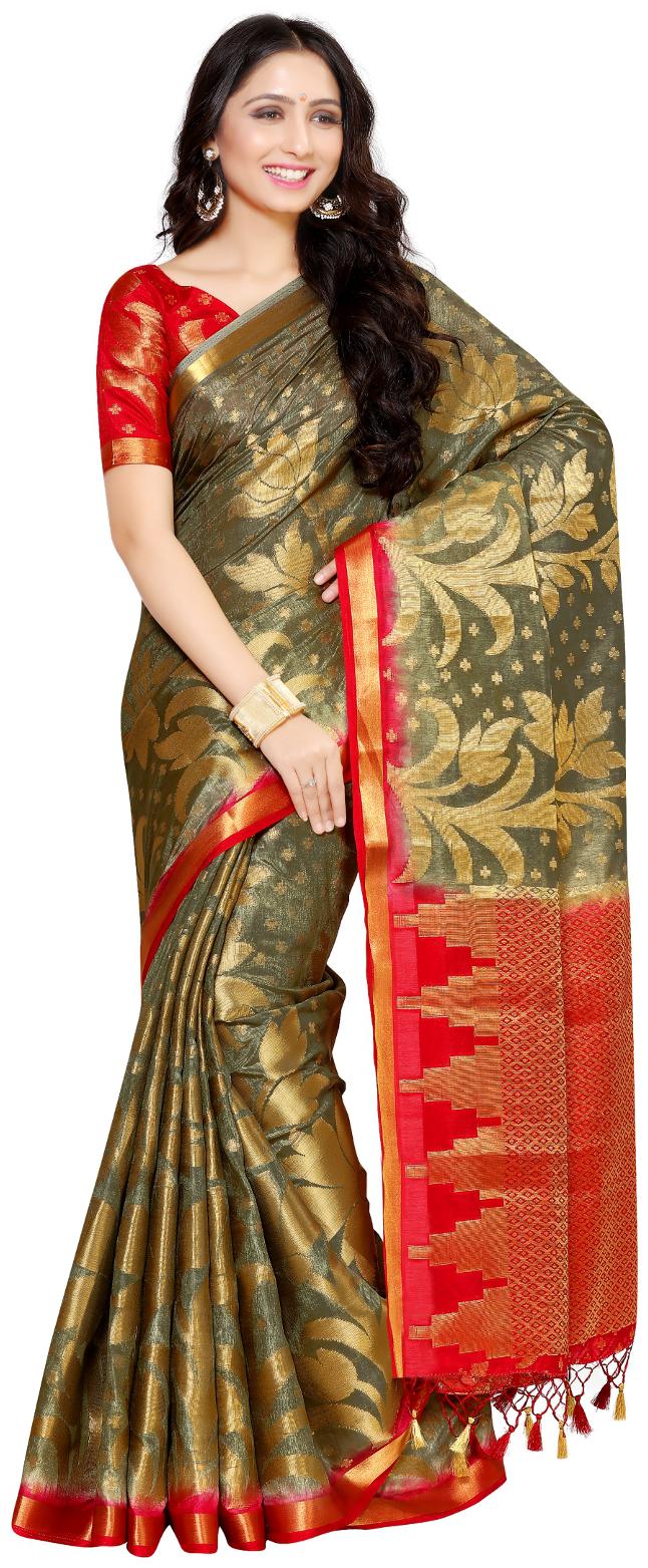

Mimosa By Kupinda Art Silk Saree Kanjivaram Style Color Red (4053-247-2D-PGREY-RD)