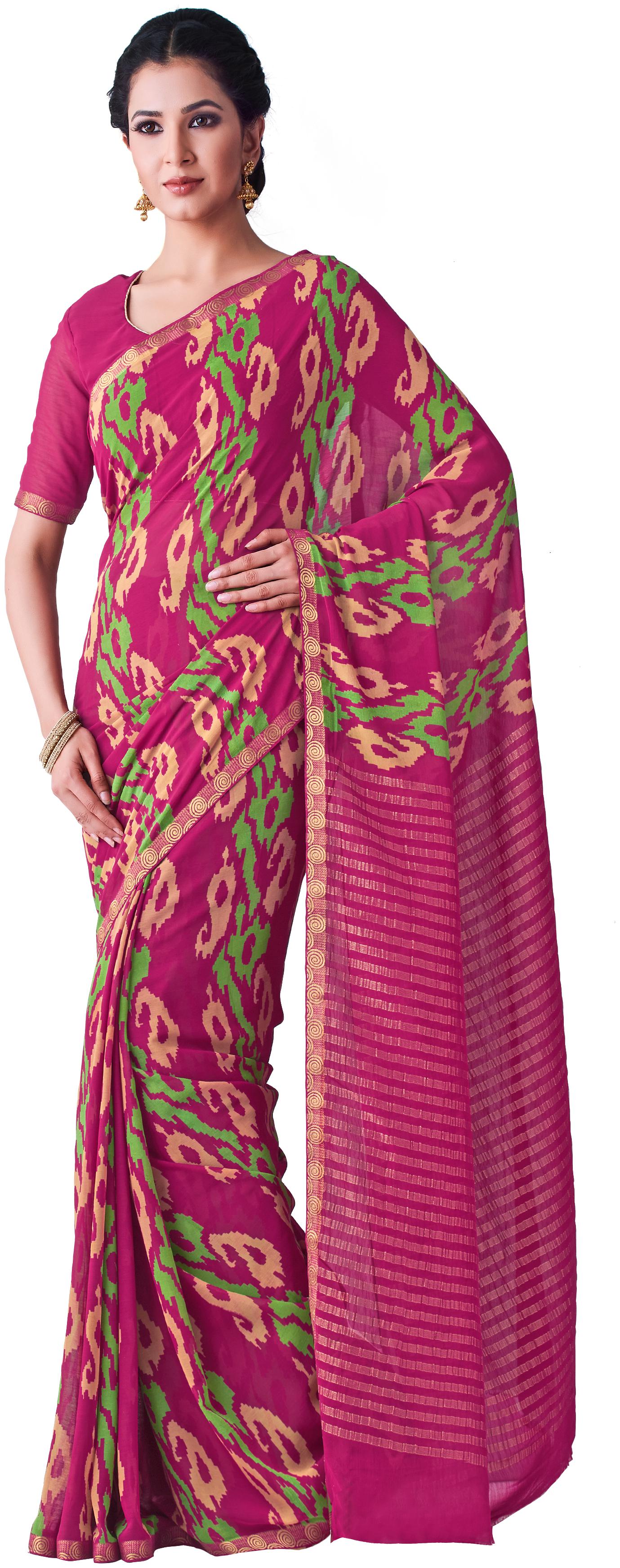 

Mimosa Chiffon Festive Universal Saree Pink