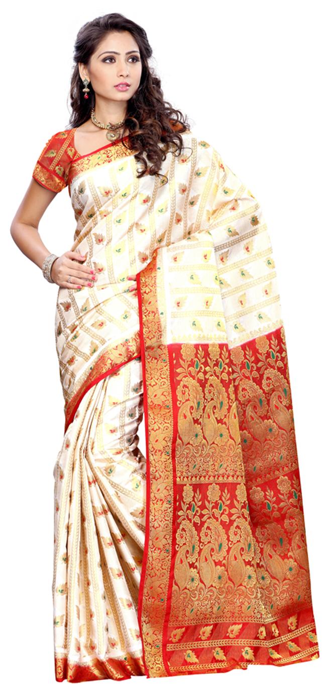 

Mimosa Cream Art Silk Saree