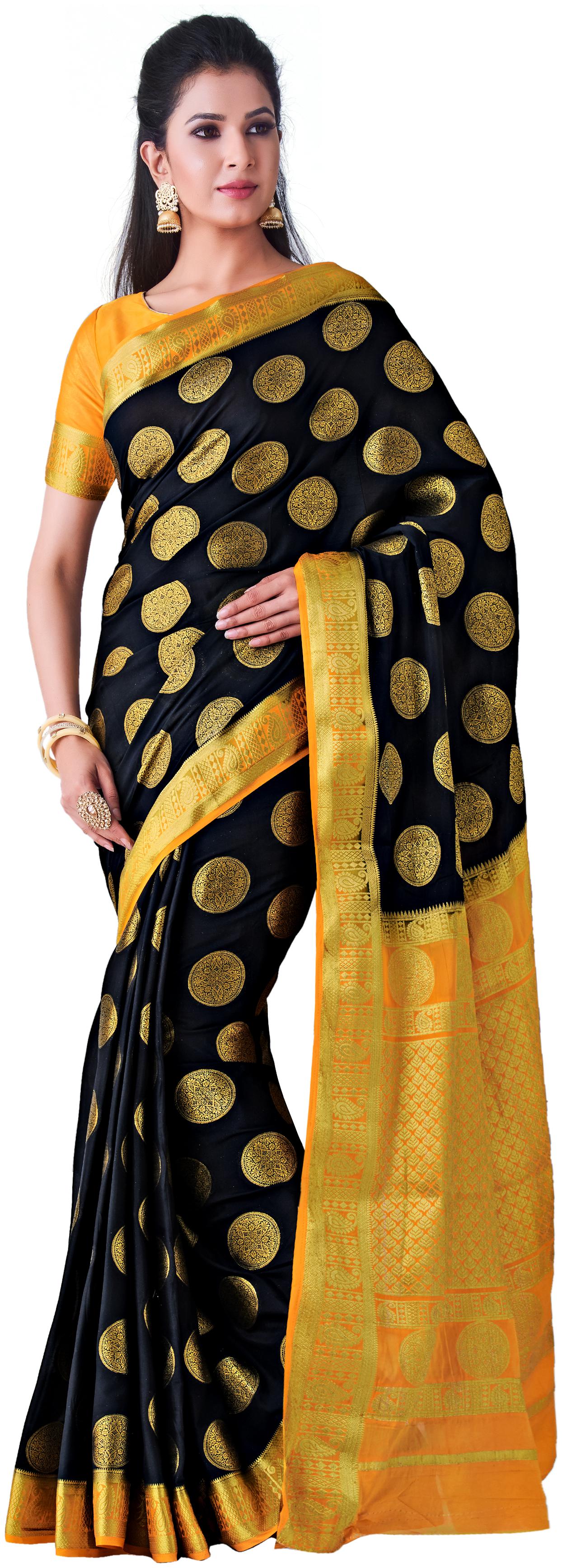 

Mimosa Crepe Wedding Universal Saree Black