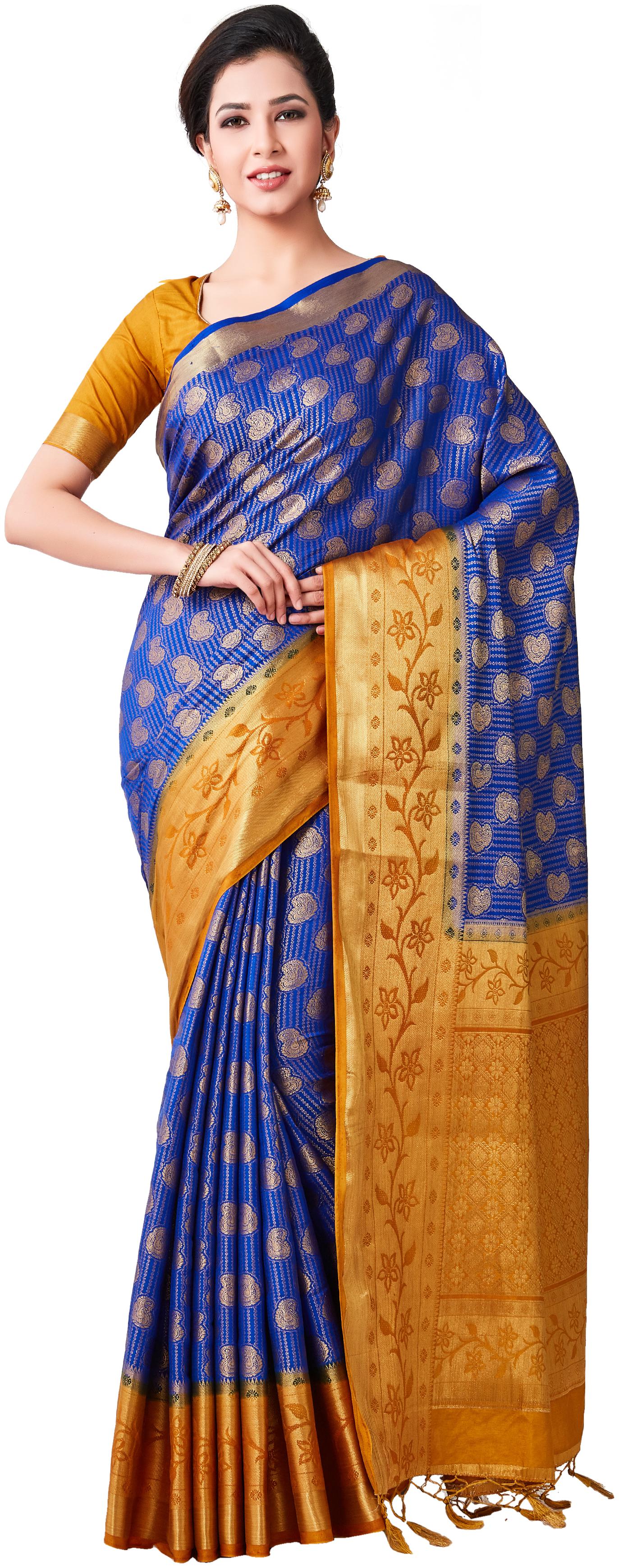 

Mimosa kanchipuram Style Art Silk Saree Color Blue