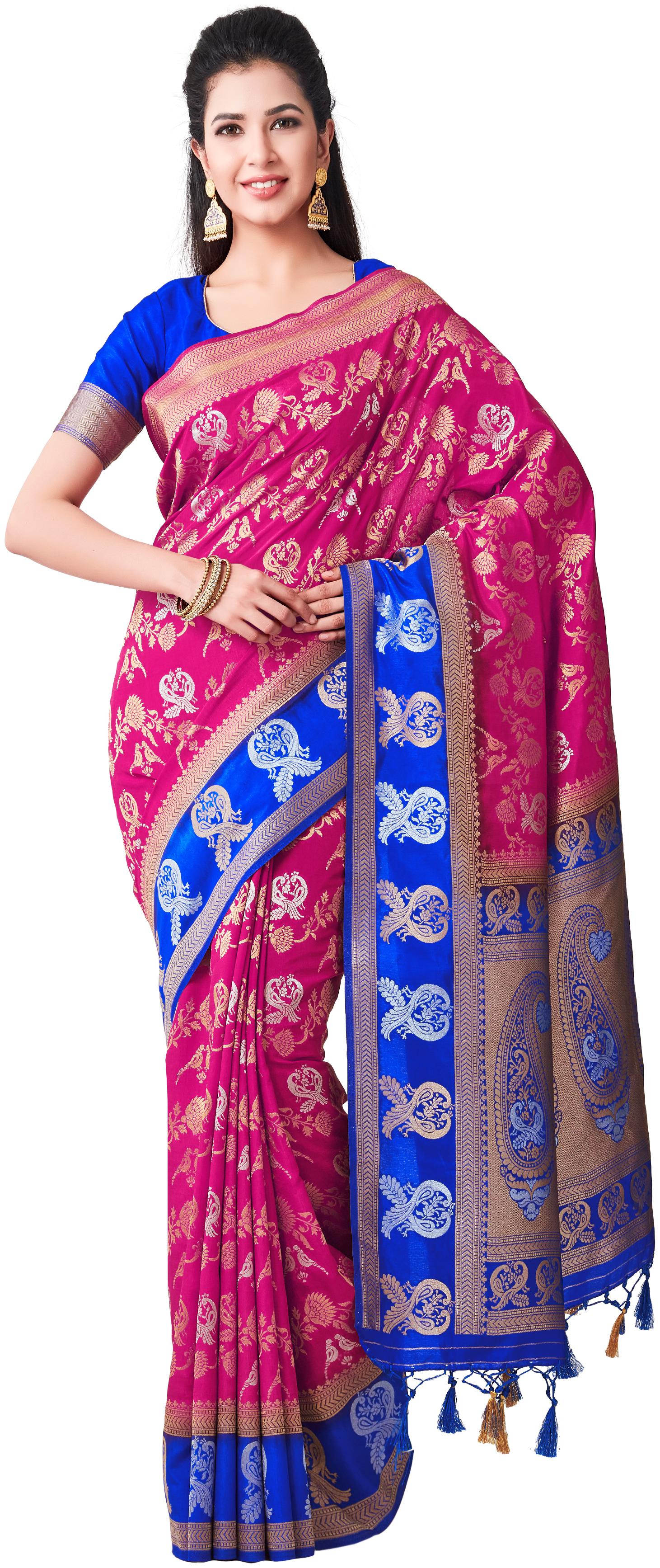 

Mimosa kanchipuram Style Art Silk Saree Color Pink