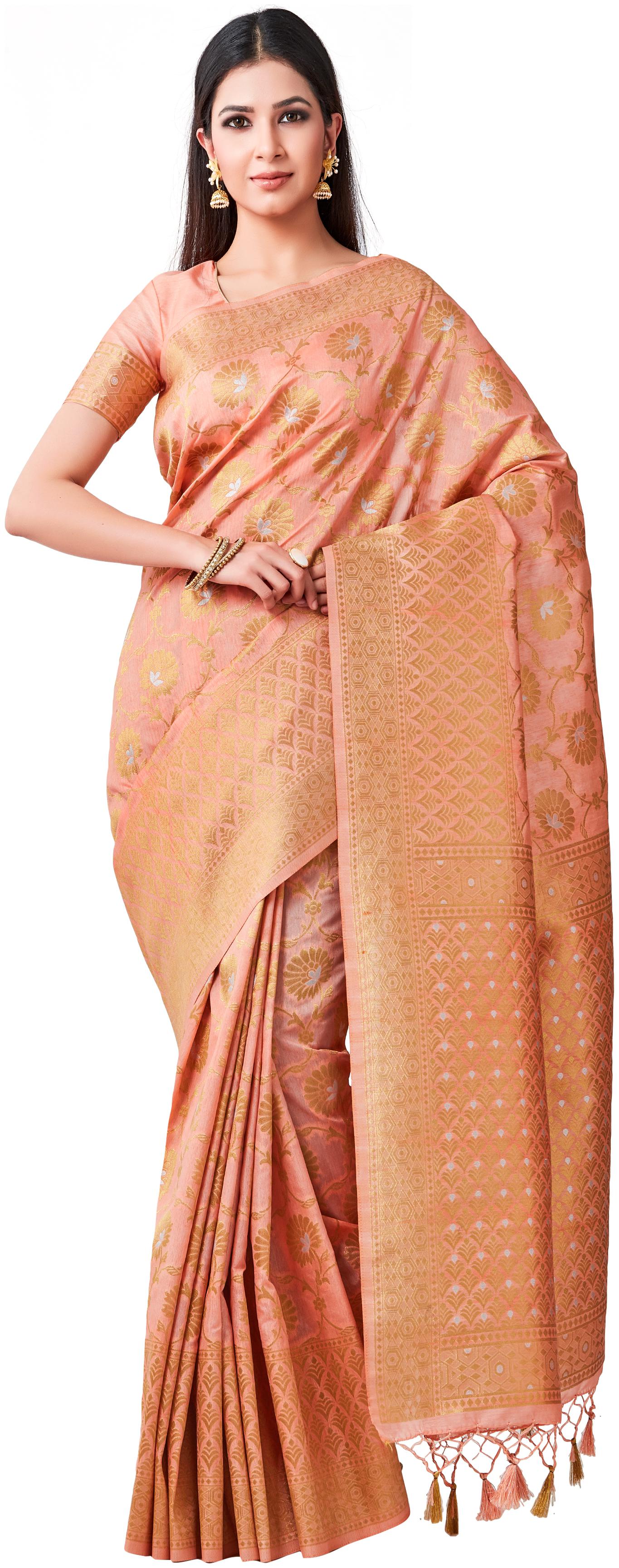 

Mimosa kanchipuram Style Art Silk Saree Color Peach