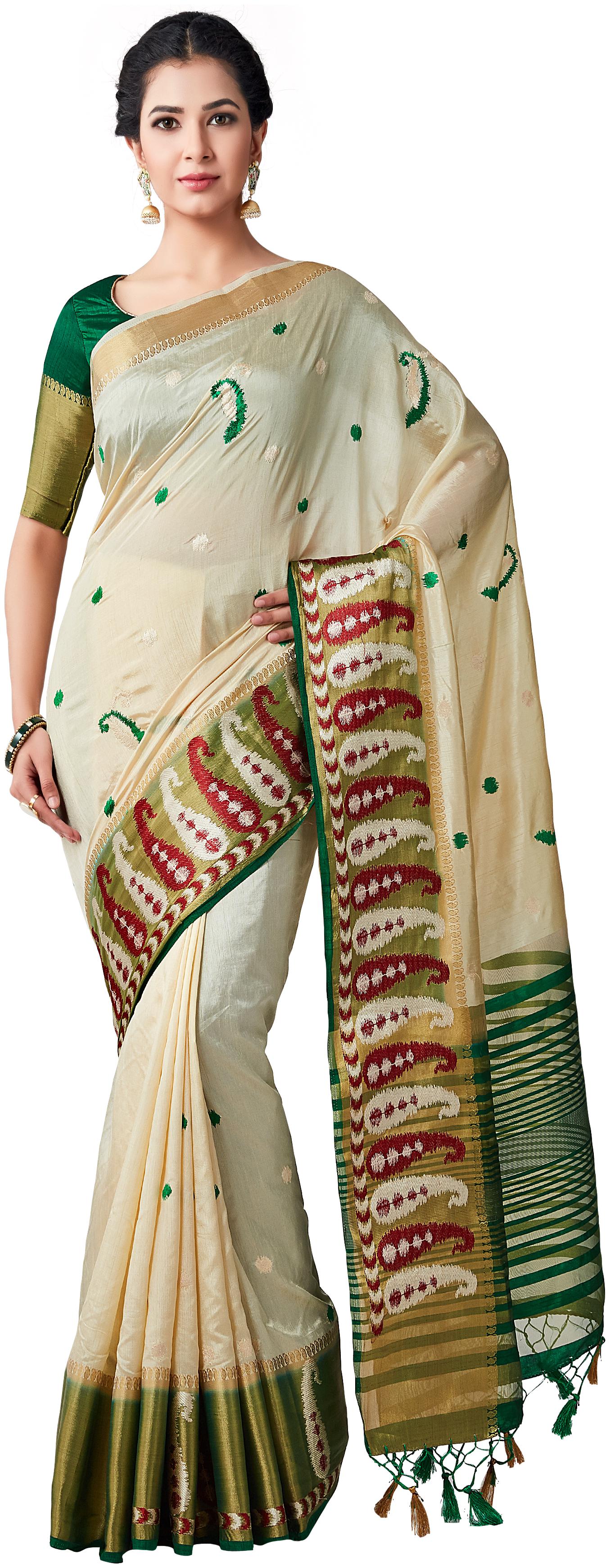 Mimosa kanchipuram Style tussar silk Saree Color Beige