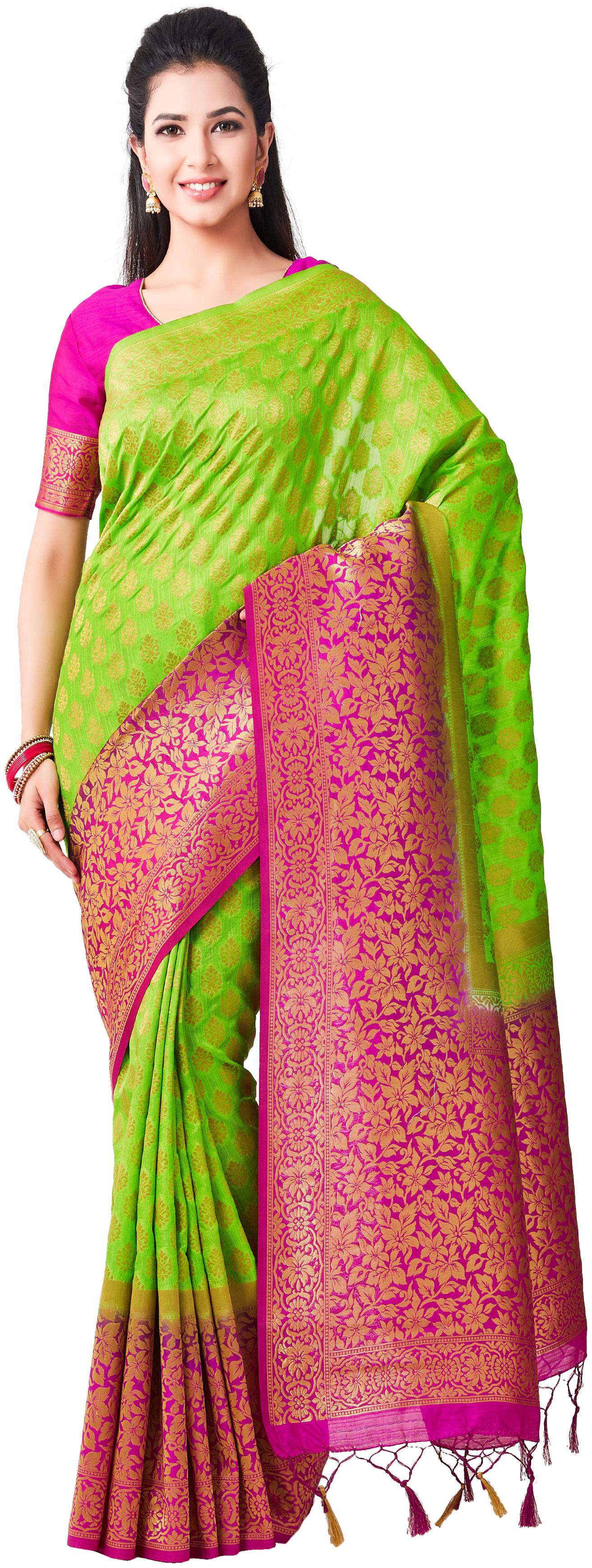 

Mimosa kanchipuram Style Art Silk Saree Color Green