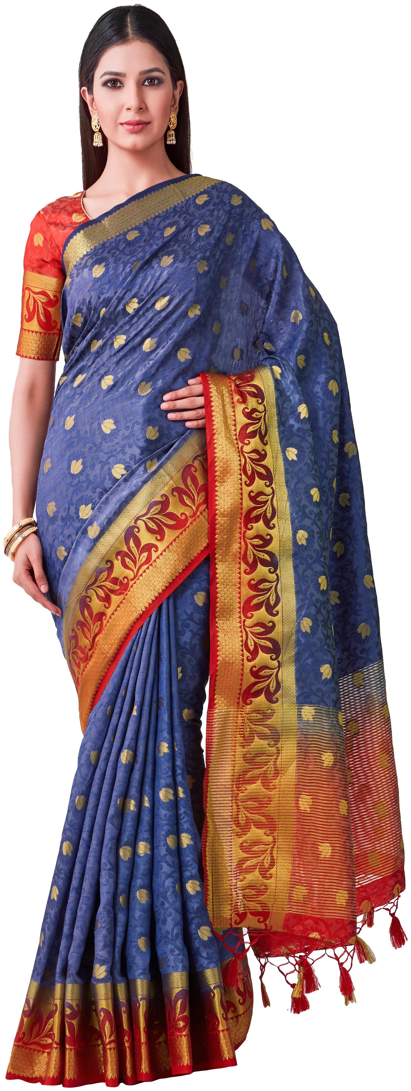 

Mimosa kanchipuram Style Art Silk Saree Color Blue