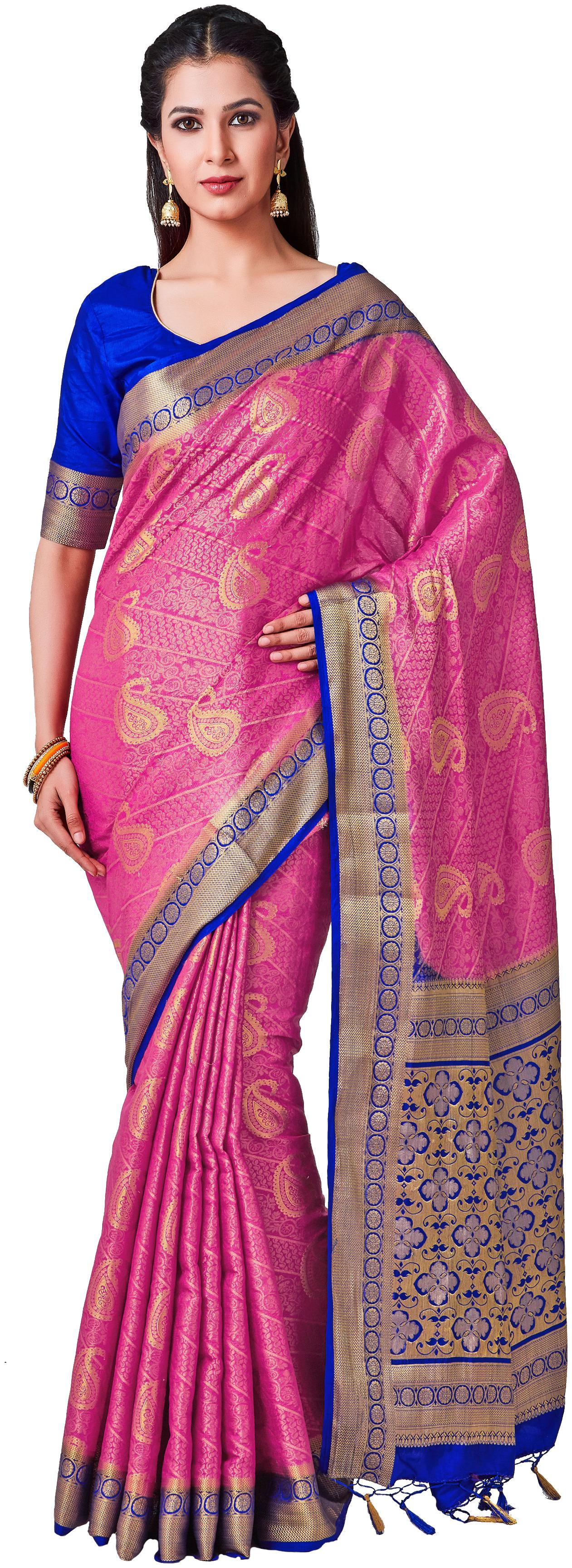

Mimosa kanchipuram Style Art Silk Saree Color Pink