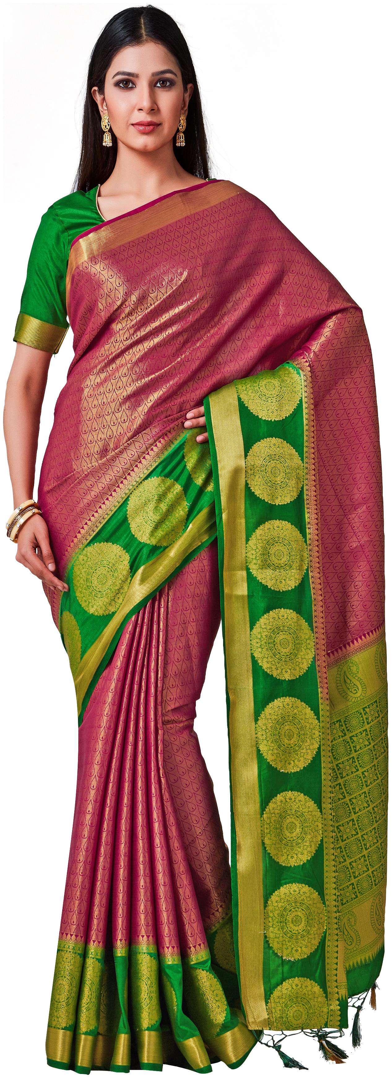 

Mimosa kanchipuram Style Art Silk Saree Color Purple