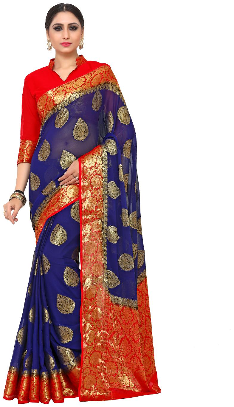 

Mimosa Kanjivaram Style Chiffon saree color Blue ( 4185-2179-2D-NVY-RD )