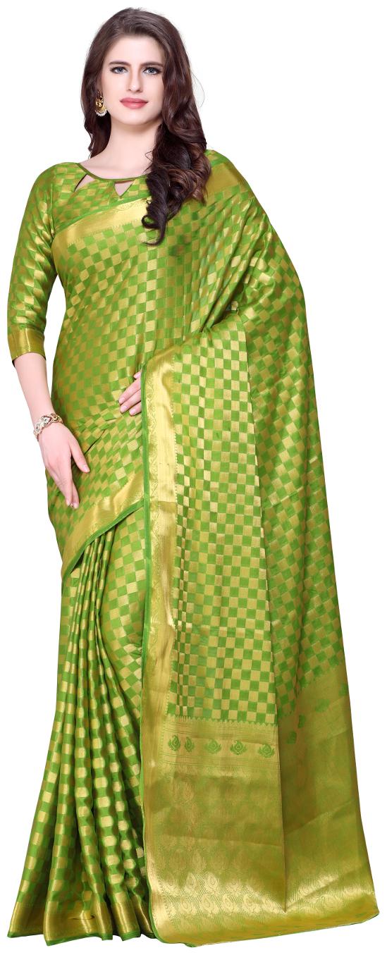 

Mimosa Kanjivaram Style Crepe saree color Green ( 4224-282-SD-OLIVE )