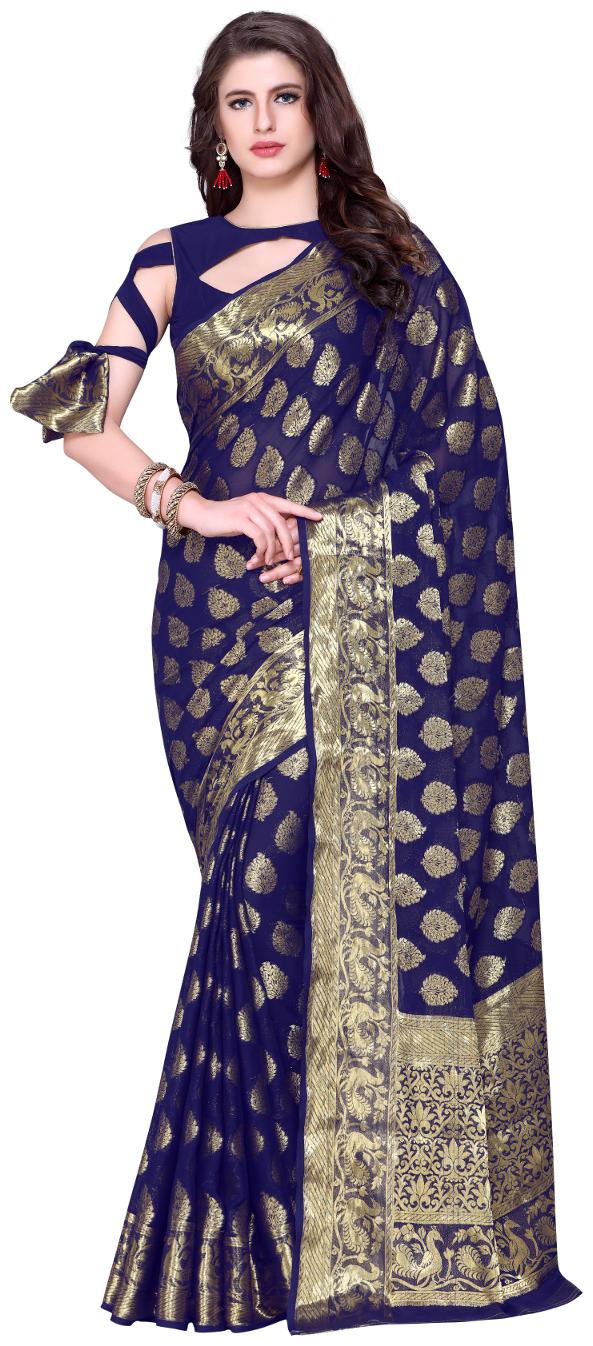 

Mimosa Kanjivaram Style Chiffon saree color Blue ( 4225-2230-SD-NAVY )