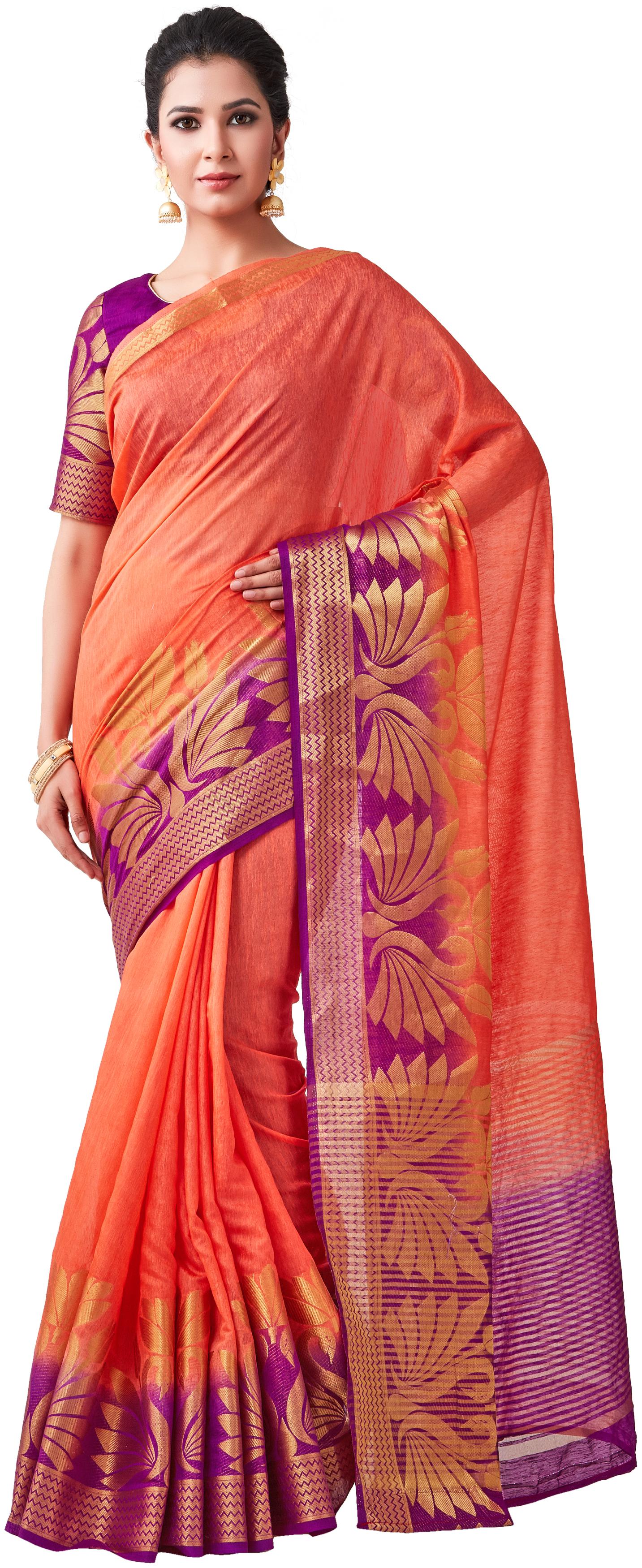 

Mimosa Linen Wedding Universal Saree Orange