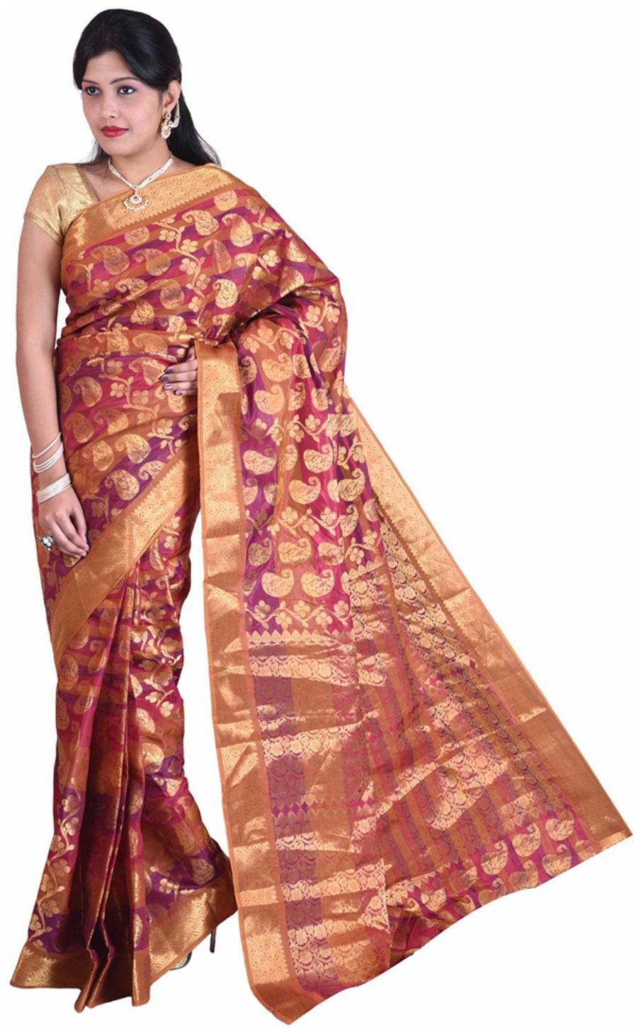 

Mimosa Maroon Kanjivaram Saree