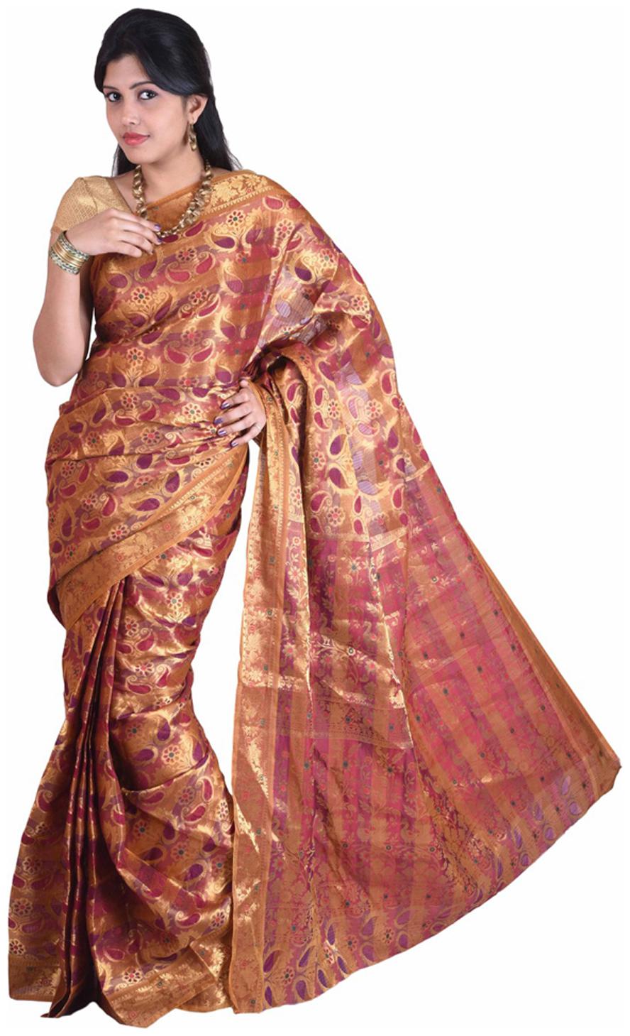 

Mimosa Maroon Woven Kanchipuram Silk Regular Saree With Blouse With blouse