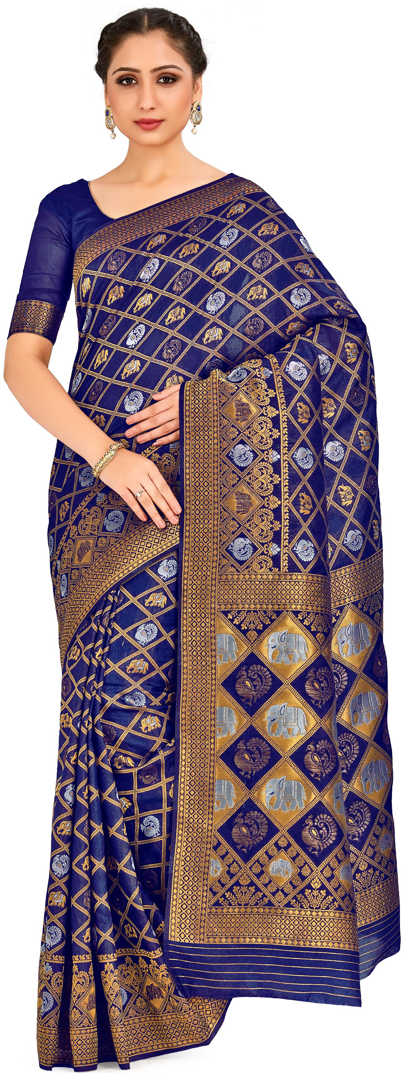 

Mimosa Silk Festive Universal Saree Blue