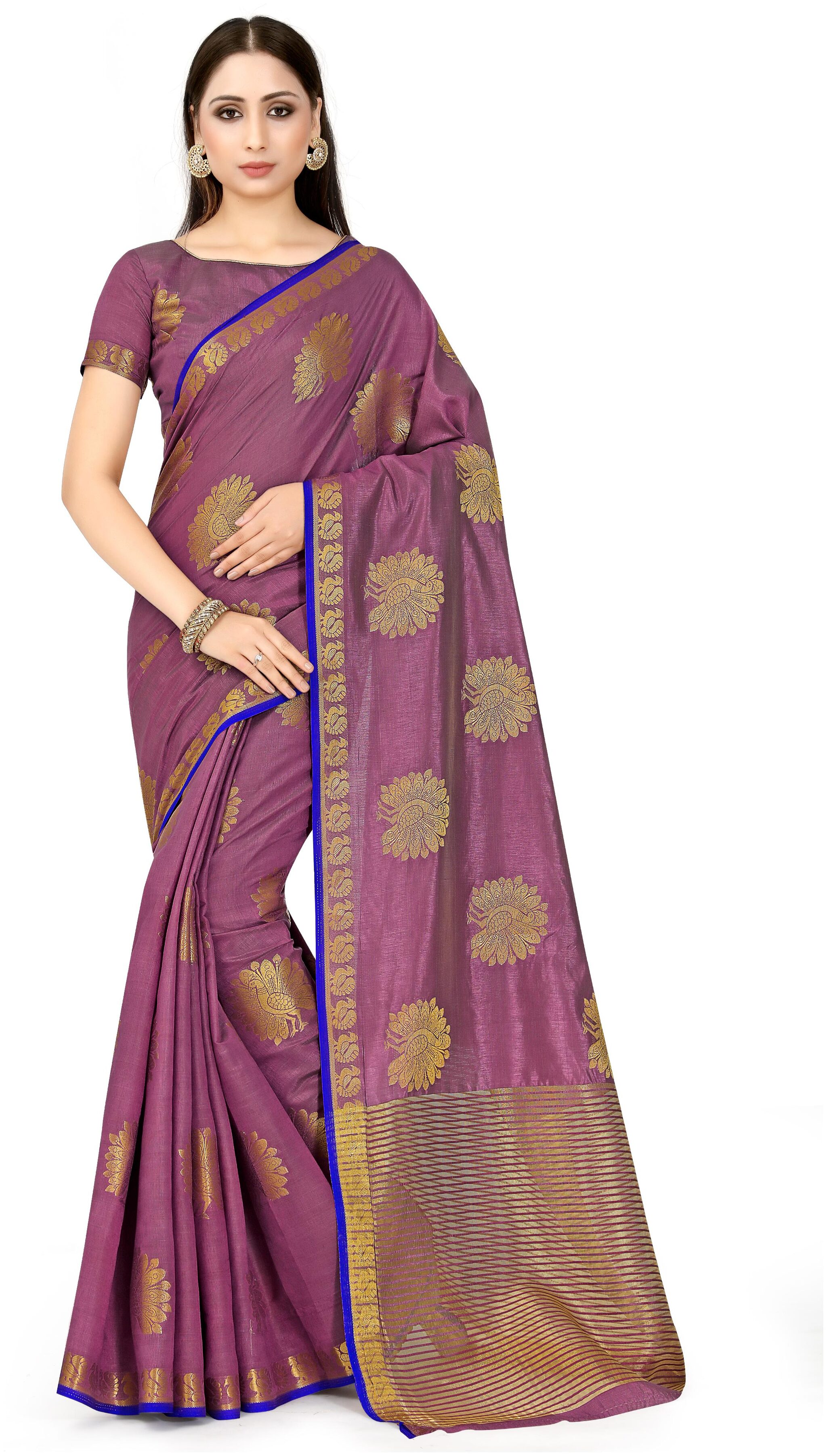 

Mimosa Silk Work Universal Saree With Blouse Brown