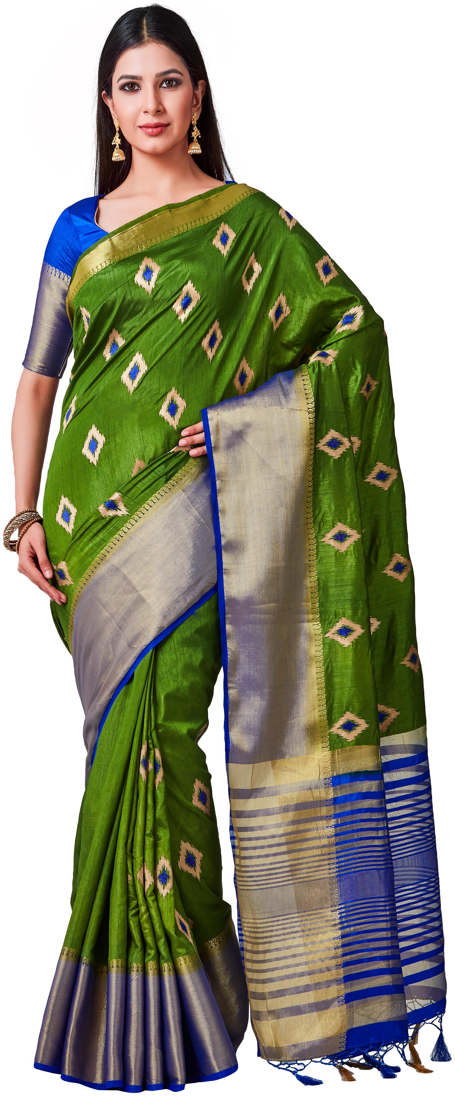 

Mimosa Silk Wedding Universal Saree Olive