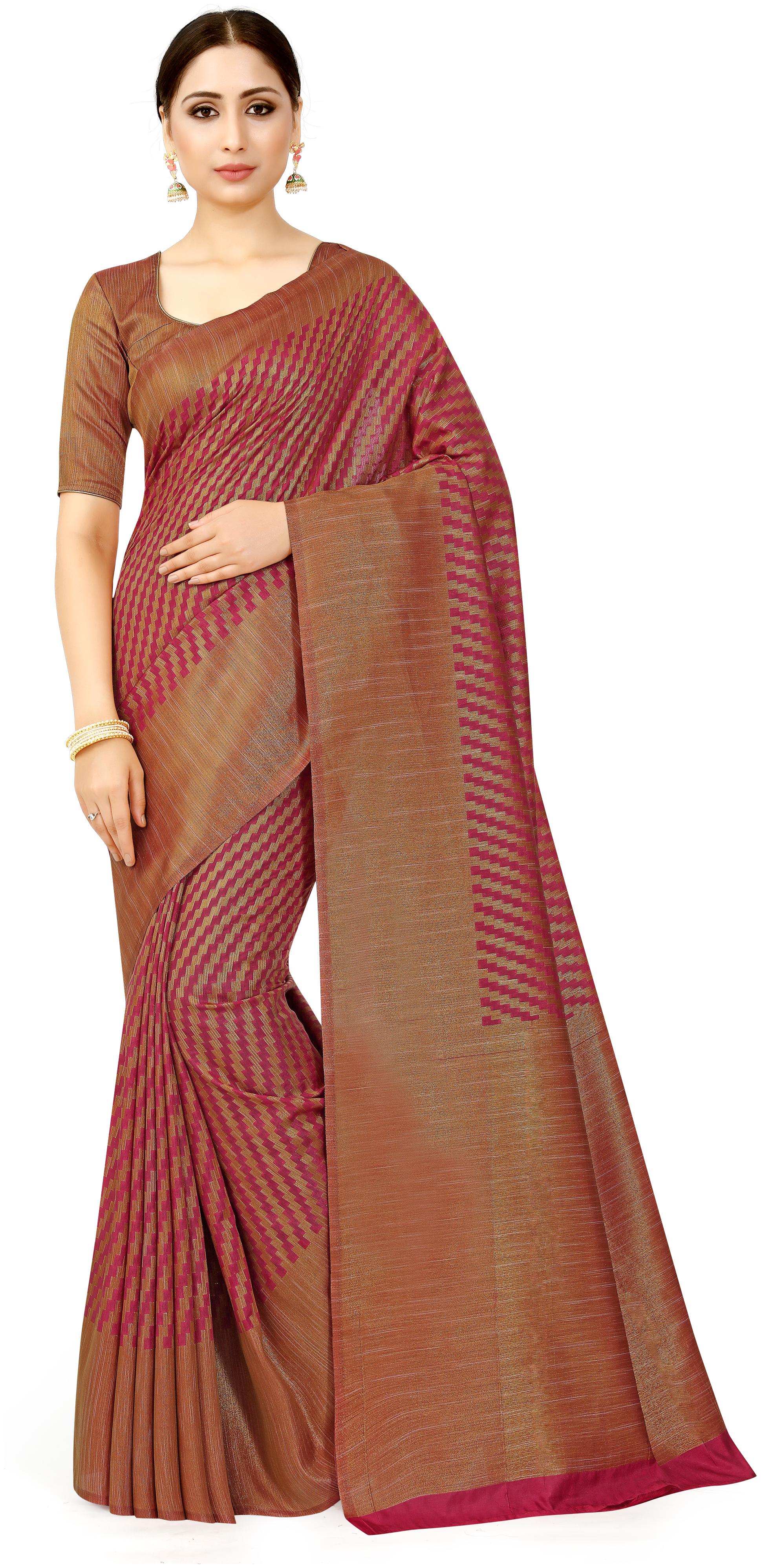 

Mimosa Maroon Woven Patola Regular Saree With Blouse With blouse