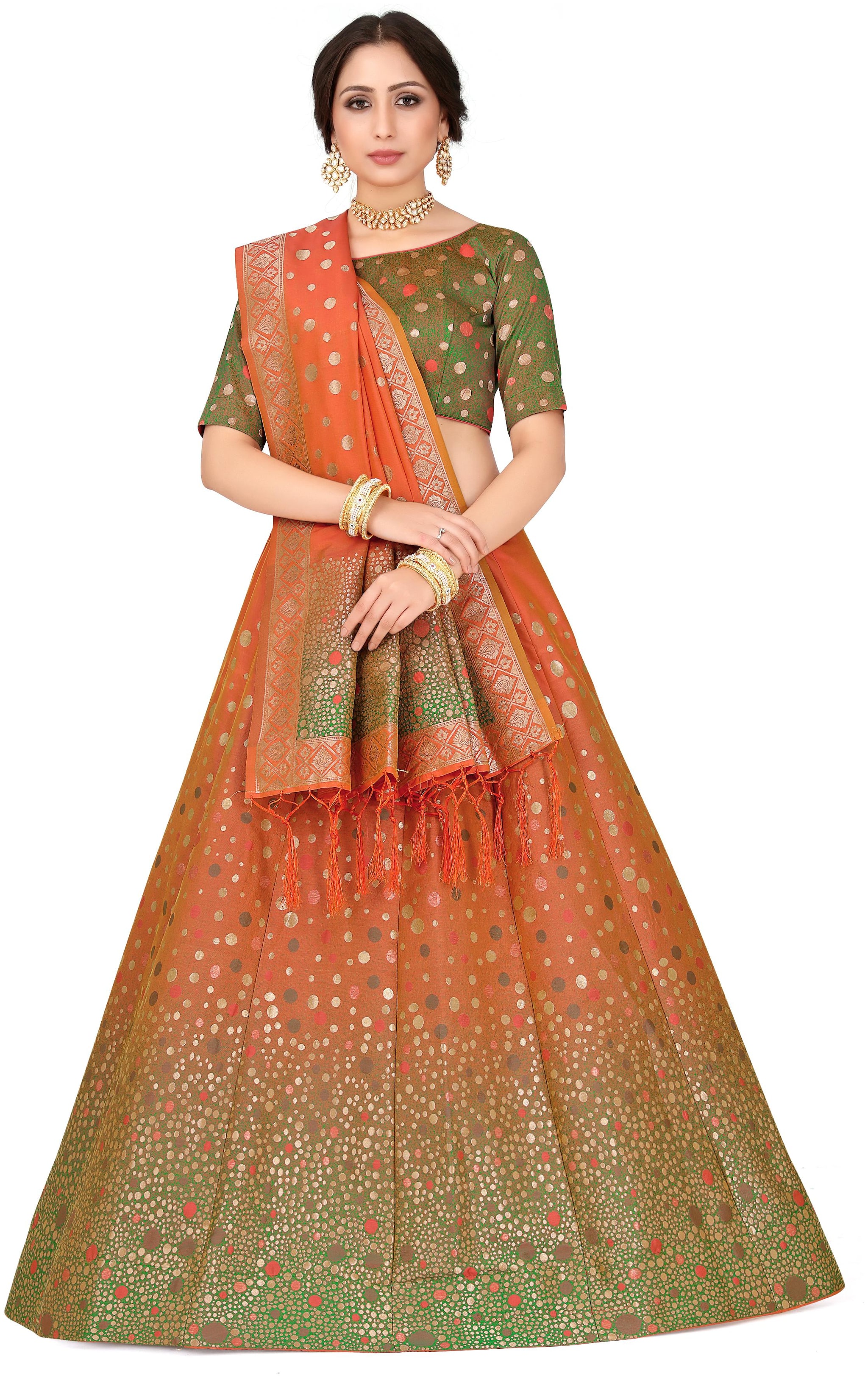 

Mimosa Silk Semistiched Lehenga Choli Dupatta Pink