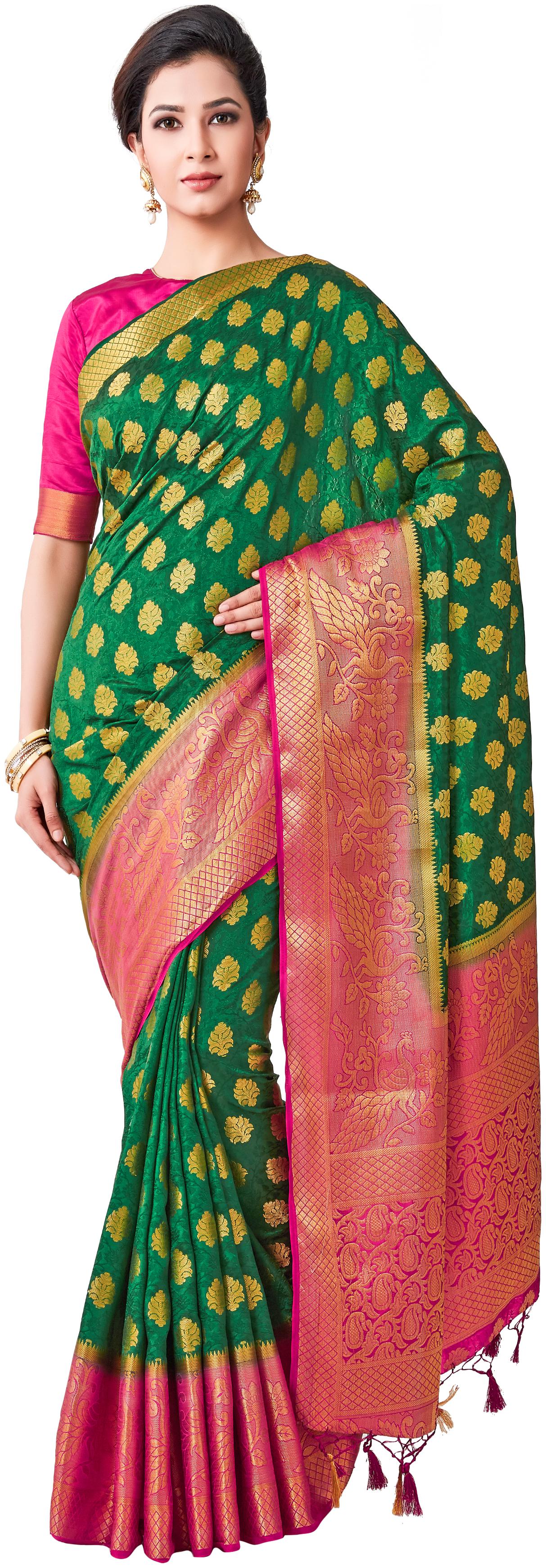 

Mimosa Silk Wedding Universal Saree Green