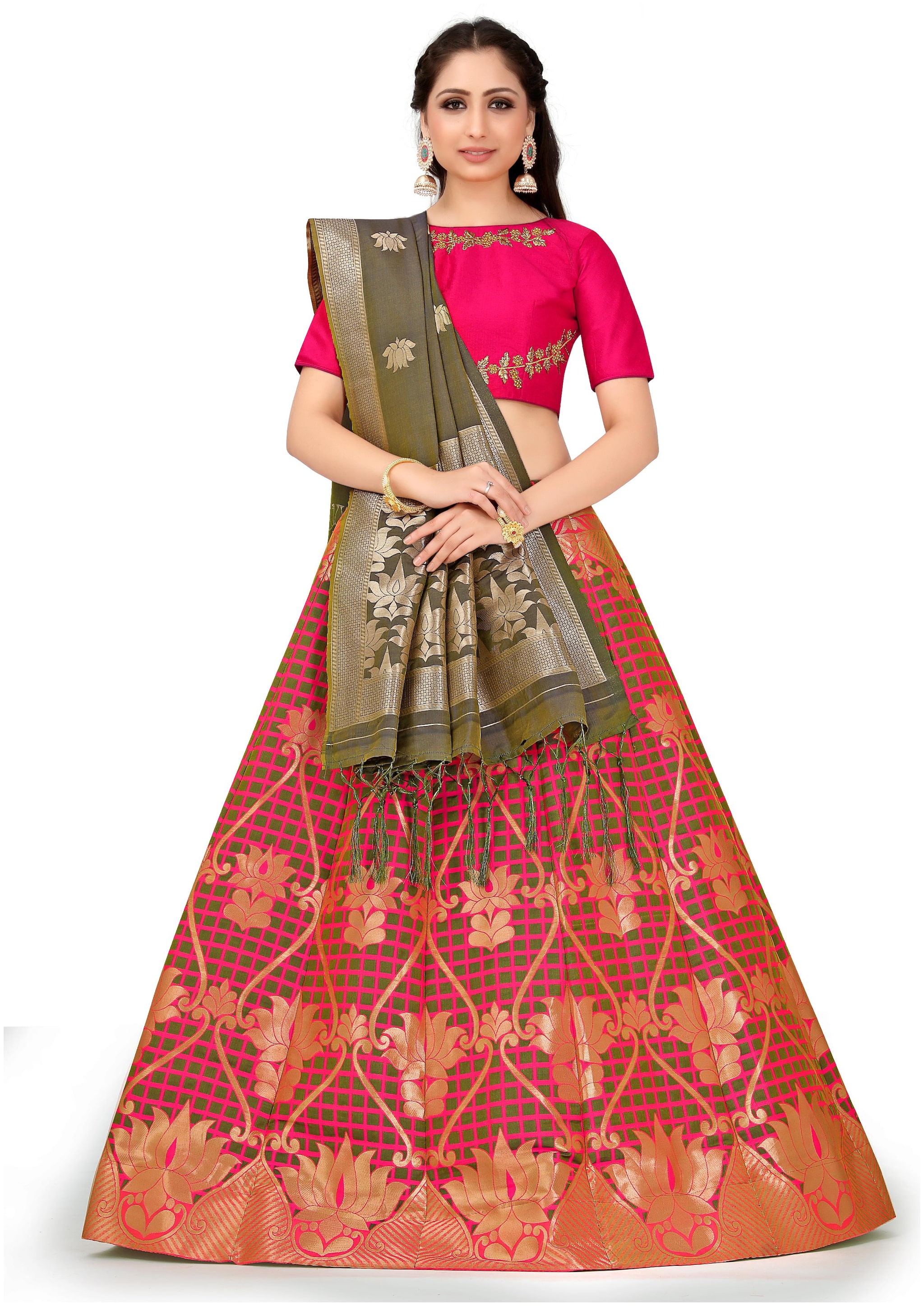 

Mimosa Silk Semistiched Lehenga Choli Dupatta Multi