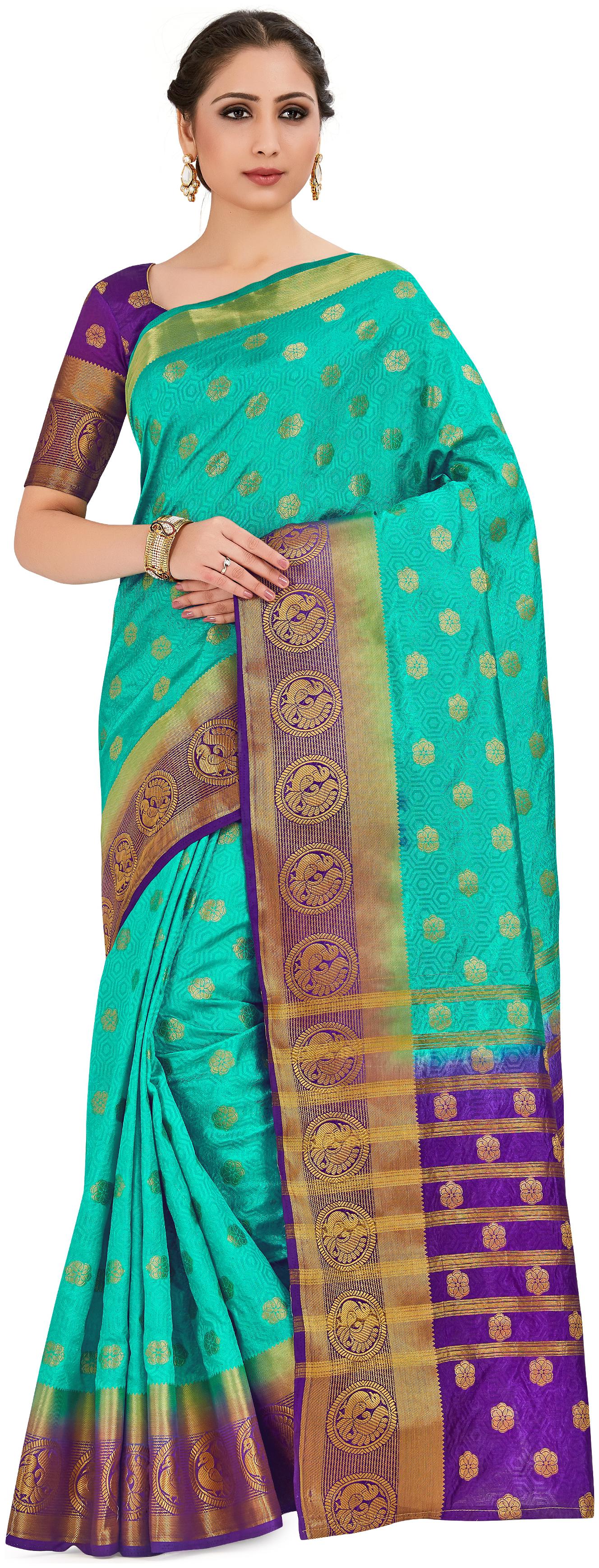 

Mimosa Silk Festive Universal Saree With Blouse Green