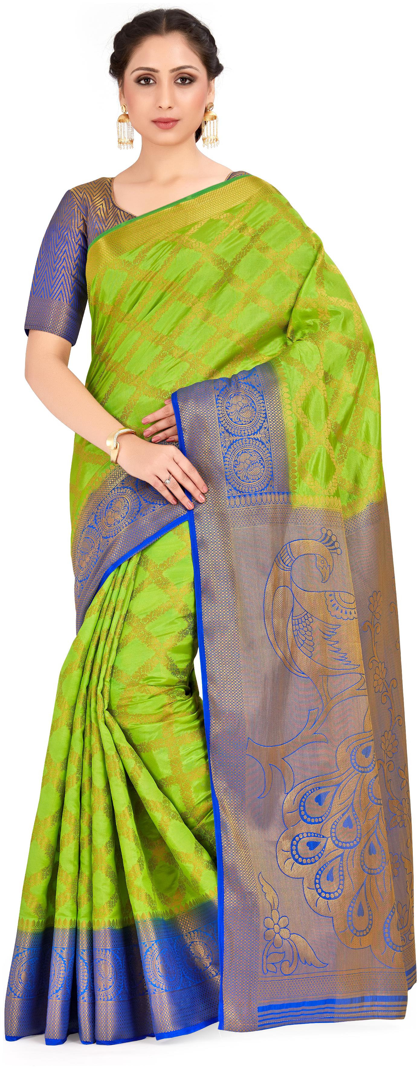 

Mimosa Silk Festive Universal Saree With Blouse Green