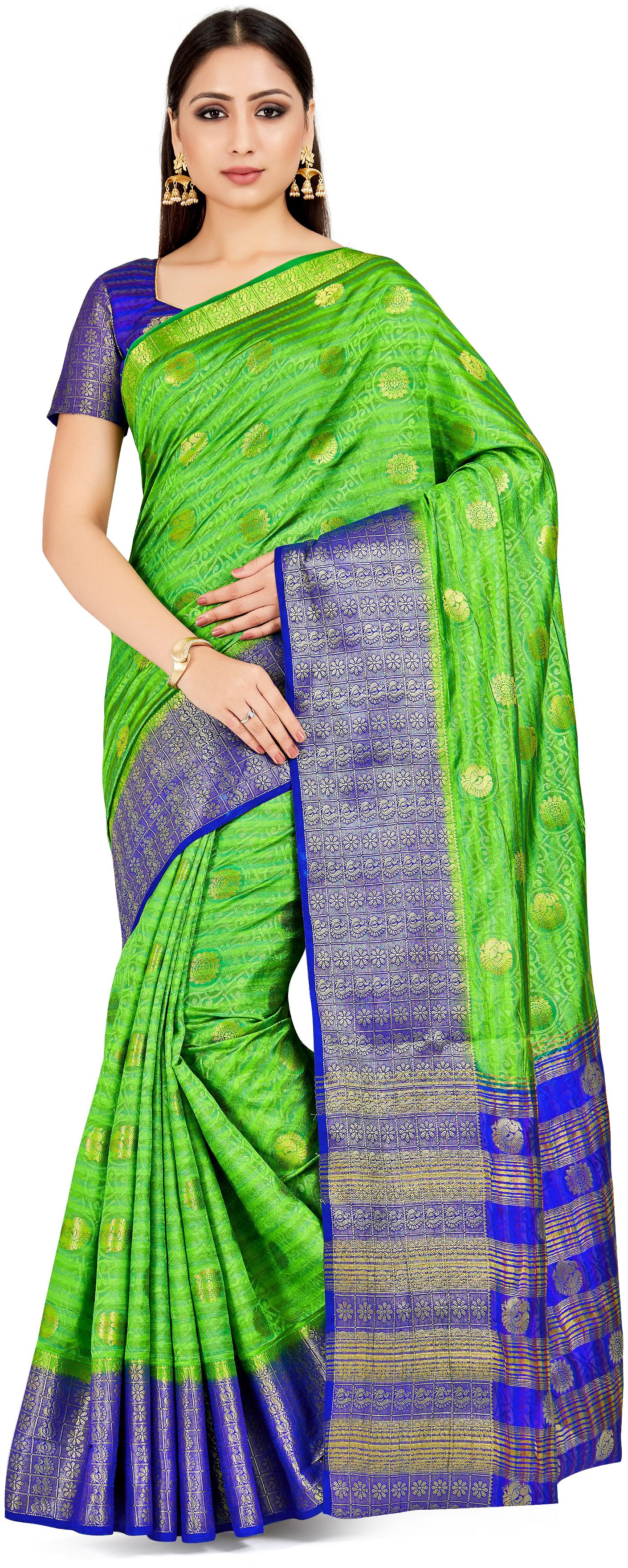 

Mimosa Silk Festive Universal Saree With Blouse Green