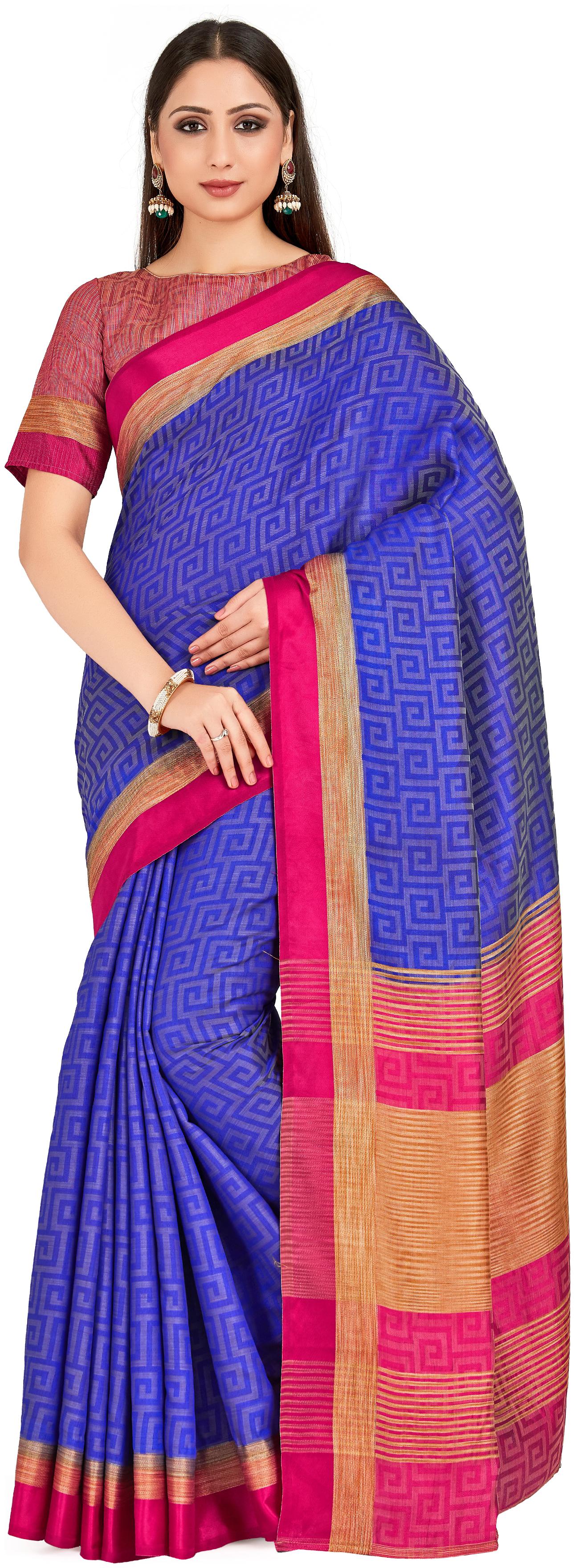

Mimosa Silk Work Universal Saree With Blouse Blue