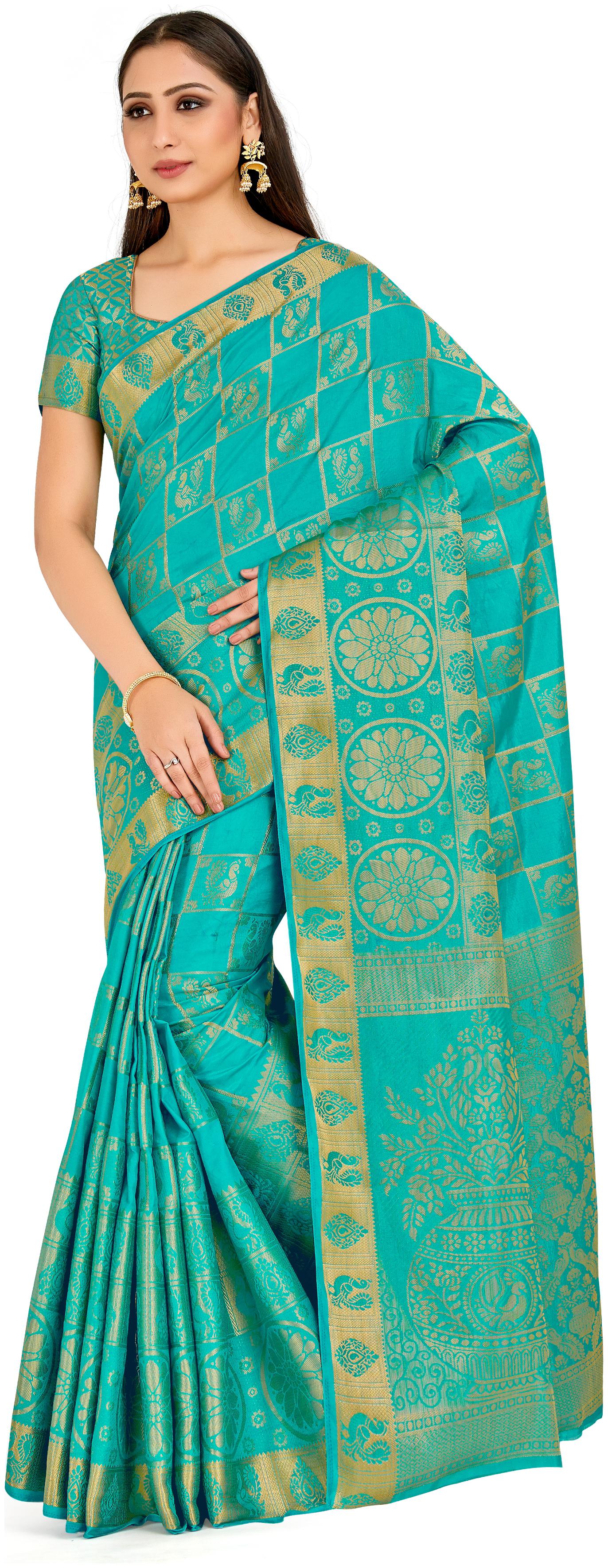 

Mimosa Silk Festive Universal Saree Turquoise