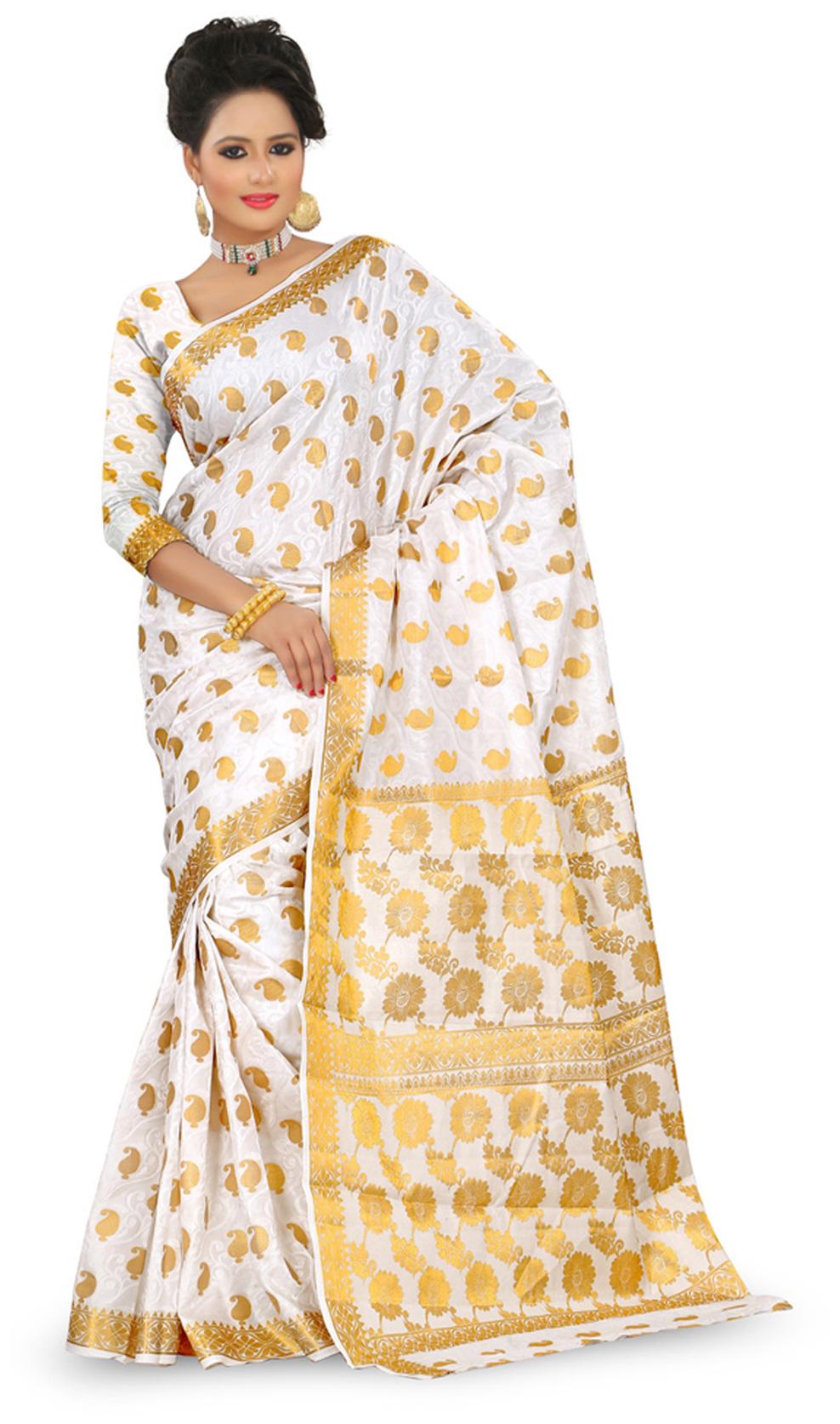 

Mimosa White Kanjivaram Saree