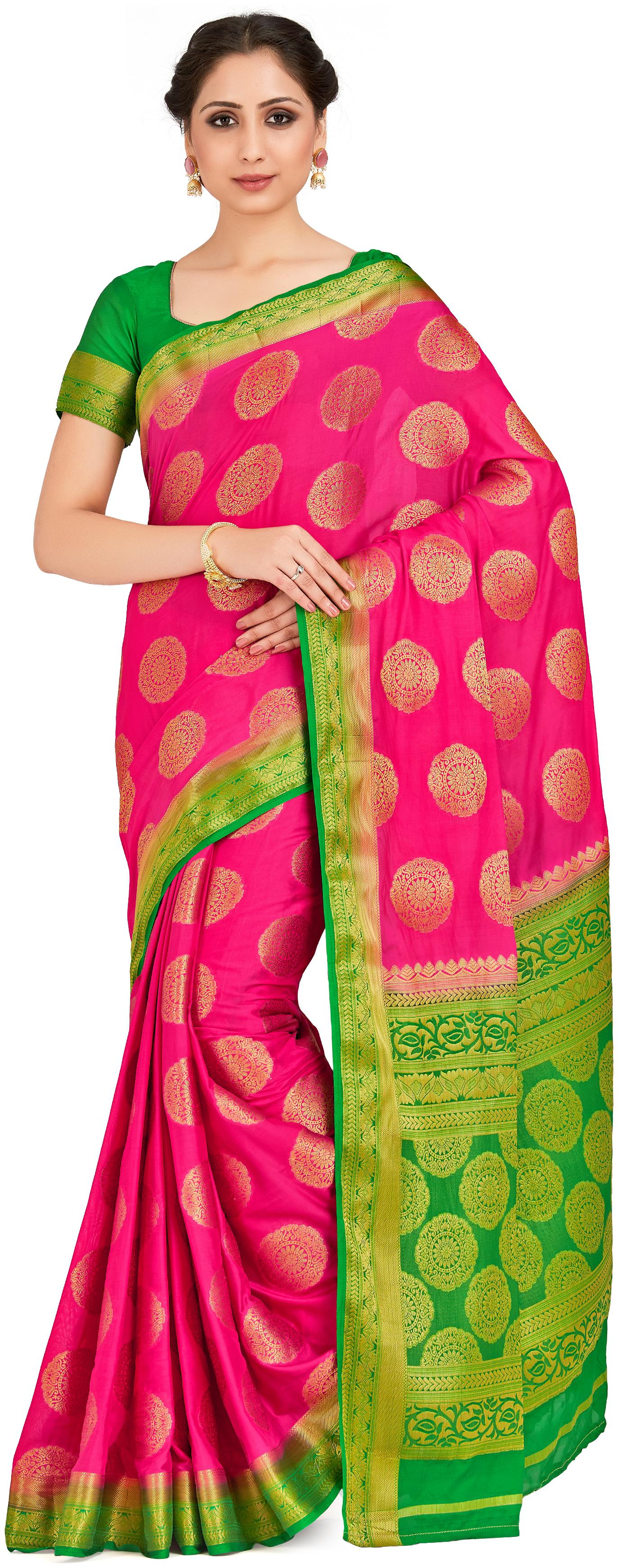 

Mimosa Women Crepe Mysore Saree -Pink