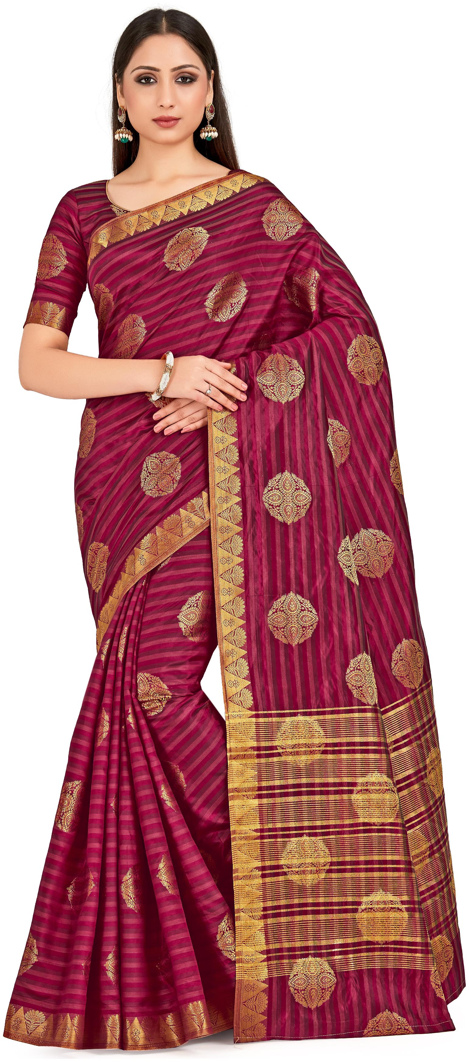 

Mimosa Women Silk Kanchipuram Silk Saree -Maroon