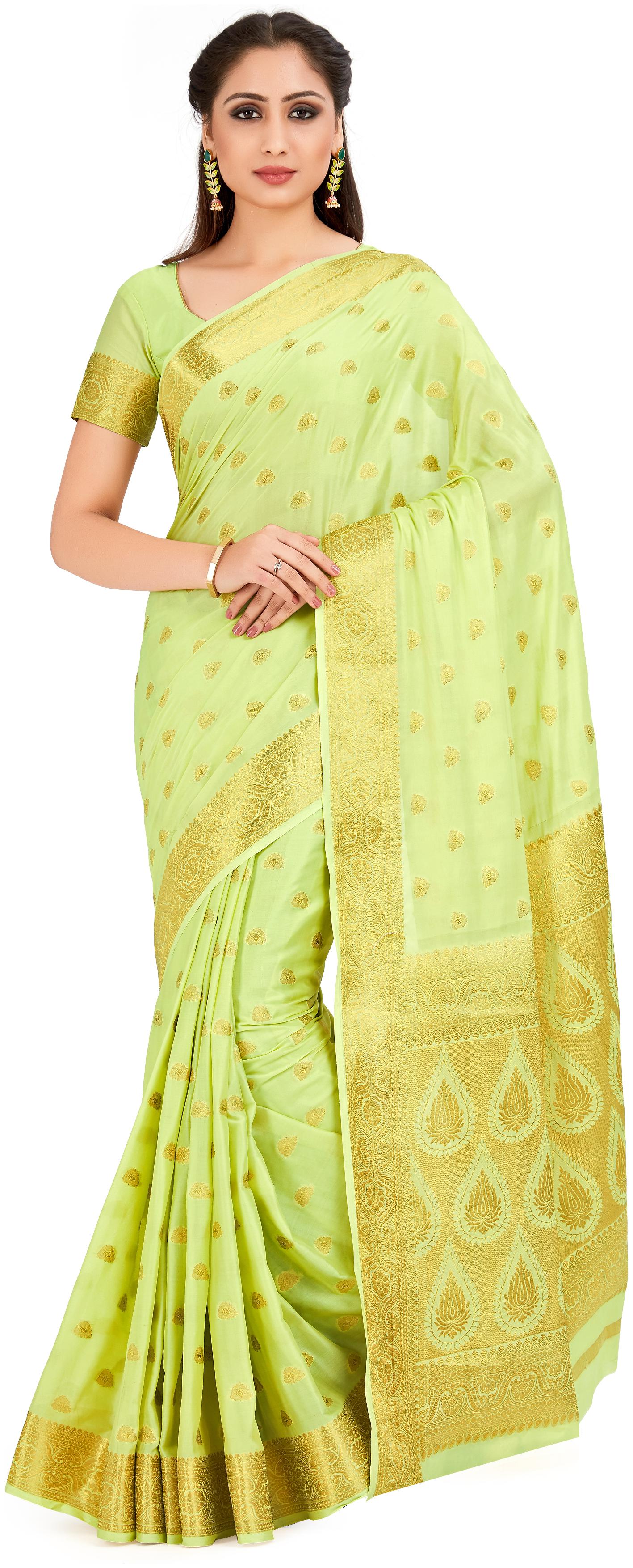 

Mimosa Women Crepe Mysore Saree -Green