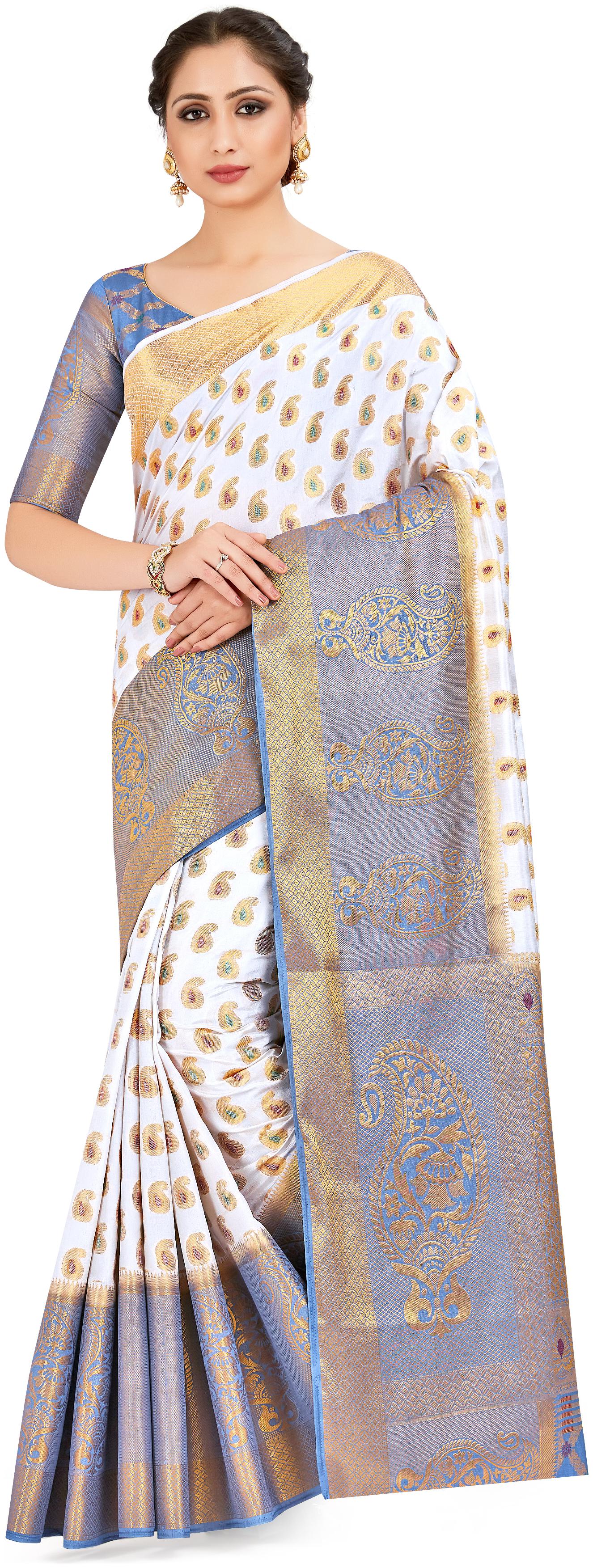 

Mimosa Women Silk Kanchipuram Silk Saree -Cream