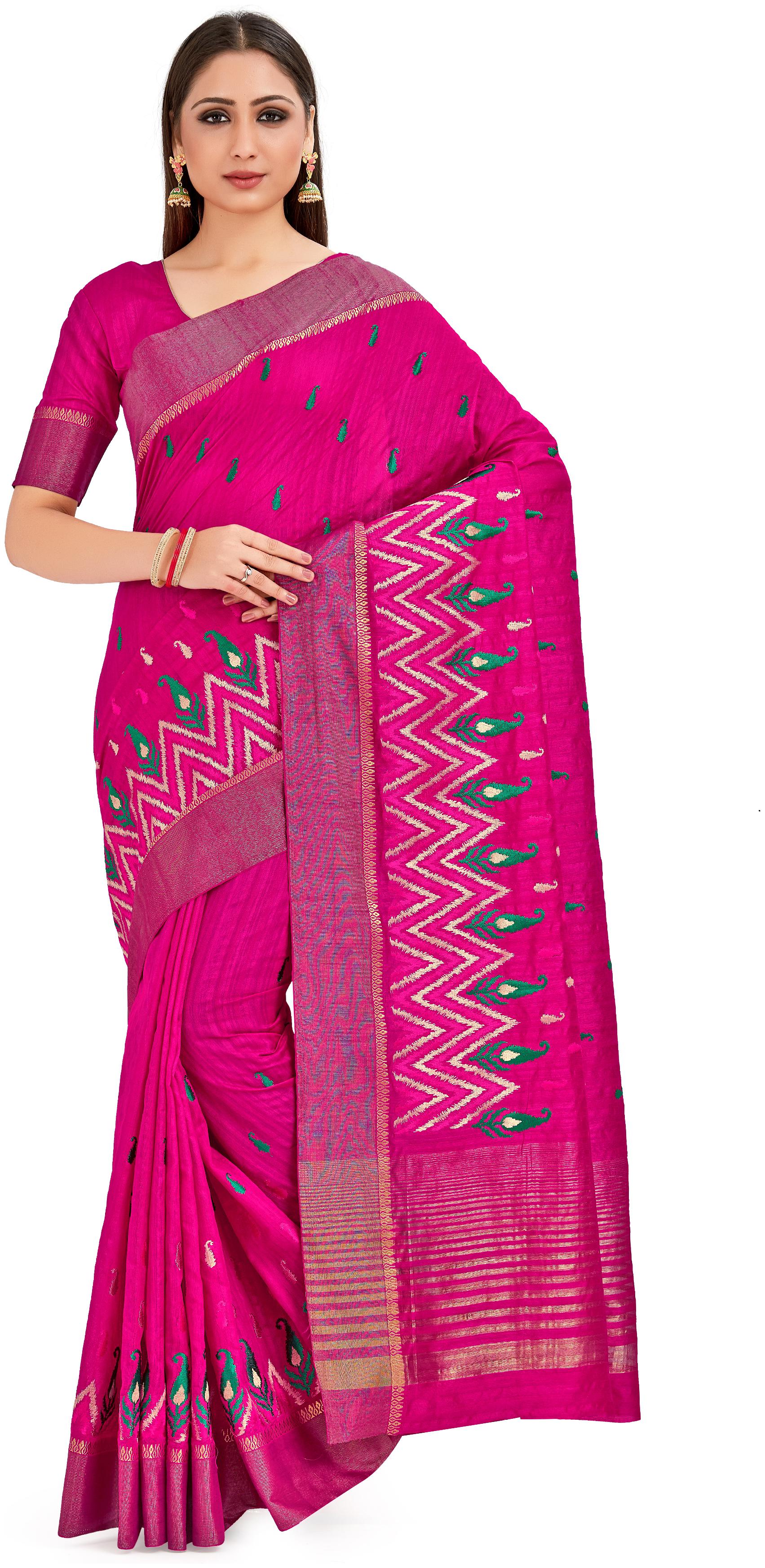 

Mimosa Women Silk Kanchipuram Silk Saree -Pink