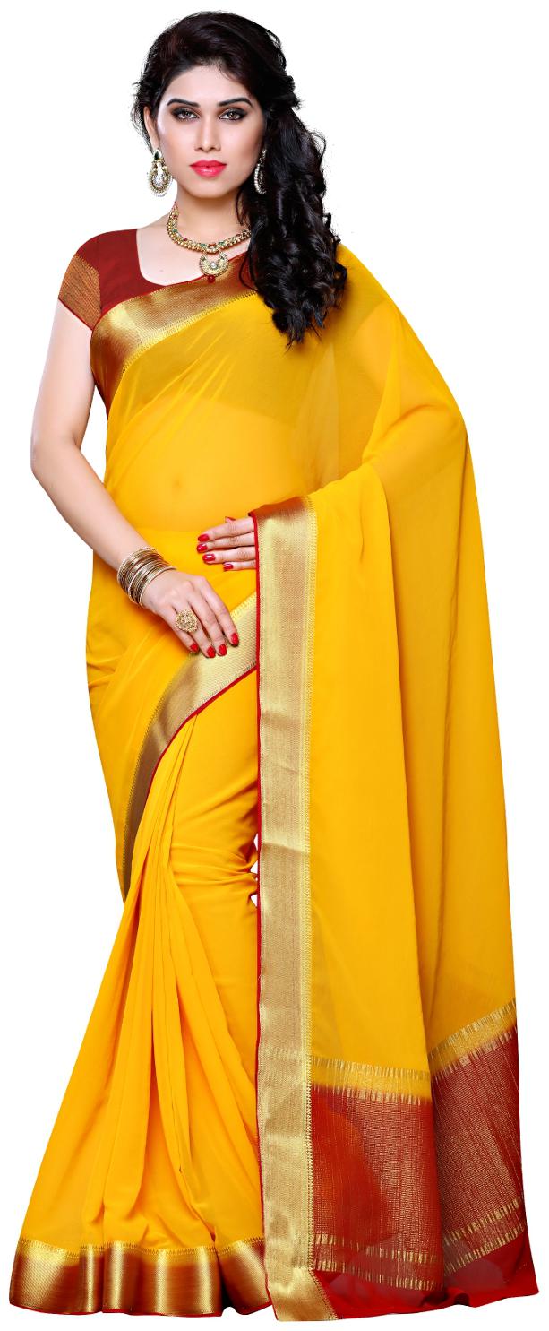 

Mimosa Yellow Woven Kanchipuram Silk Designer Saree With Blouse With blouse