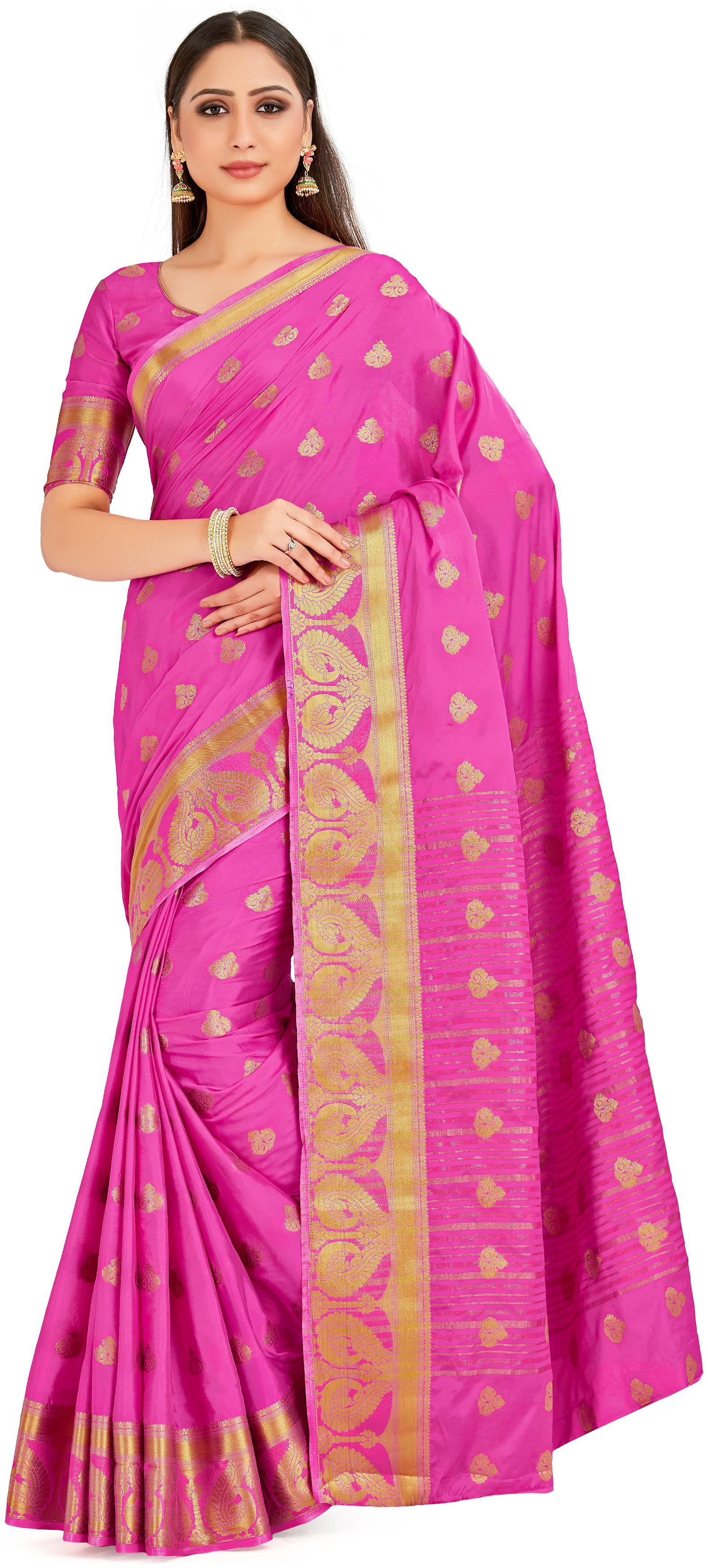 

Mimosa Women Crepe Mysore Saree -Pink
