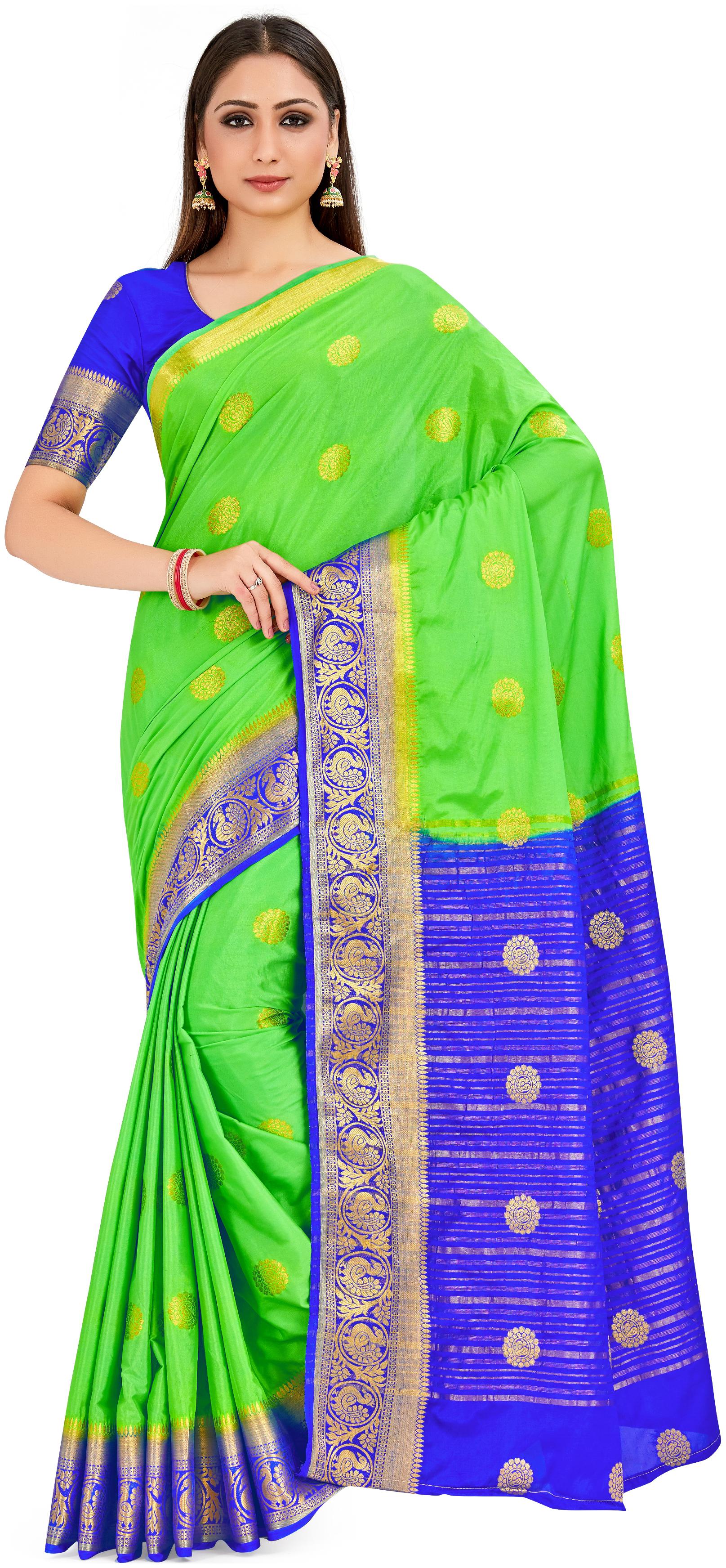 

Mimosa Women Crepe Mysore Saree -Green
