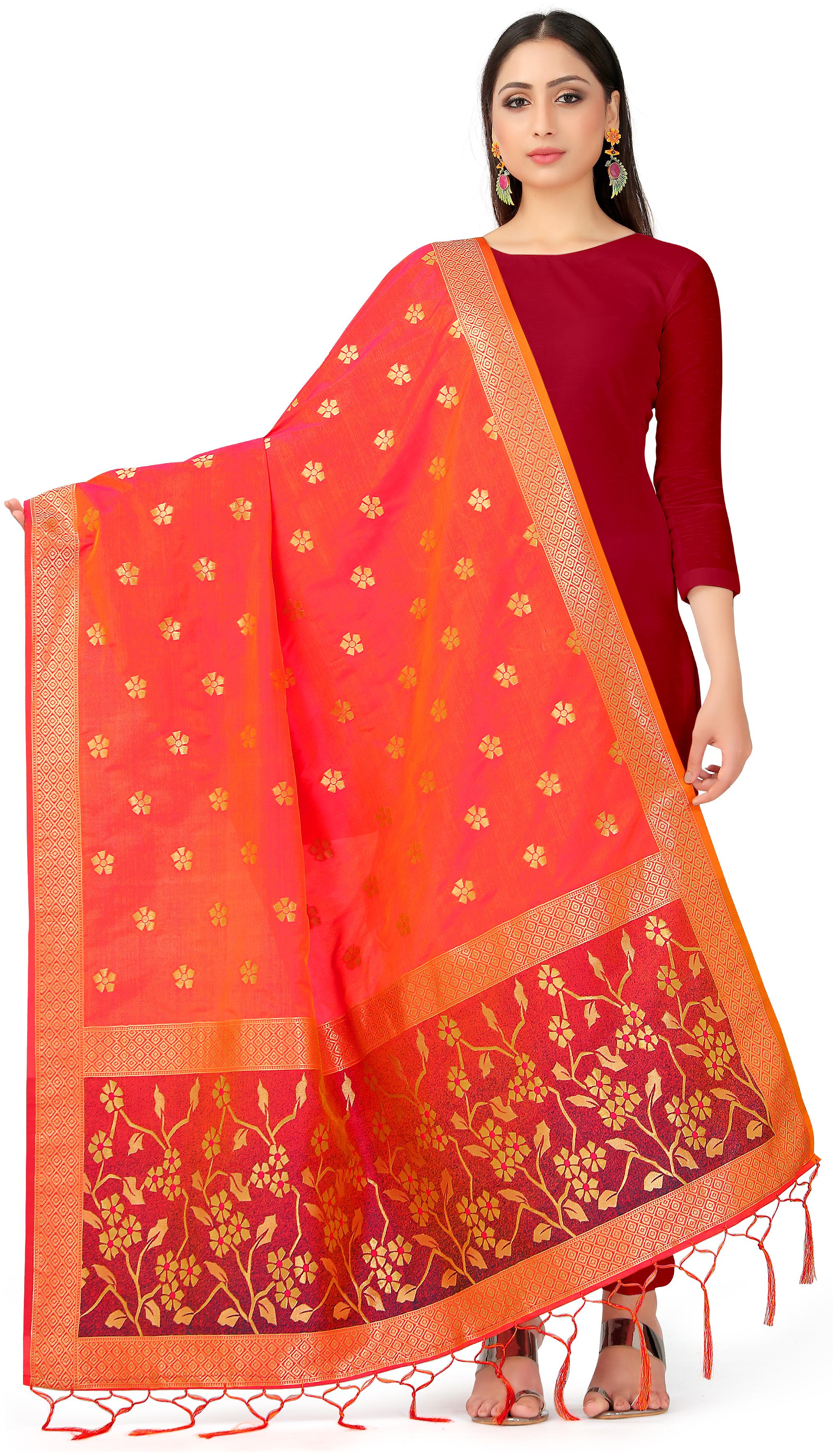 

Mimosa Women Silk Printed Pink Dupatta